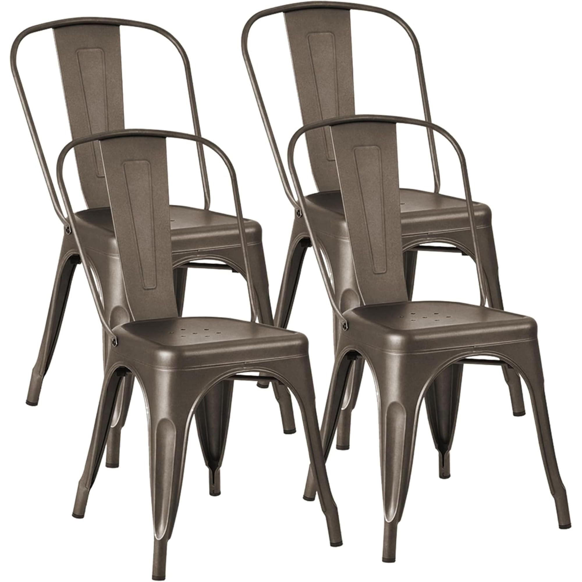 JUMMICO Industrial Metal Dining Chair (Set of 4)