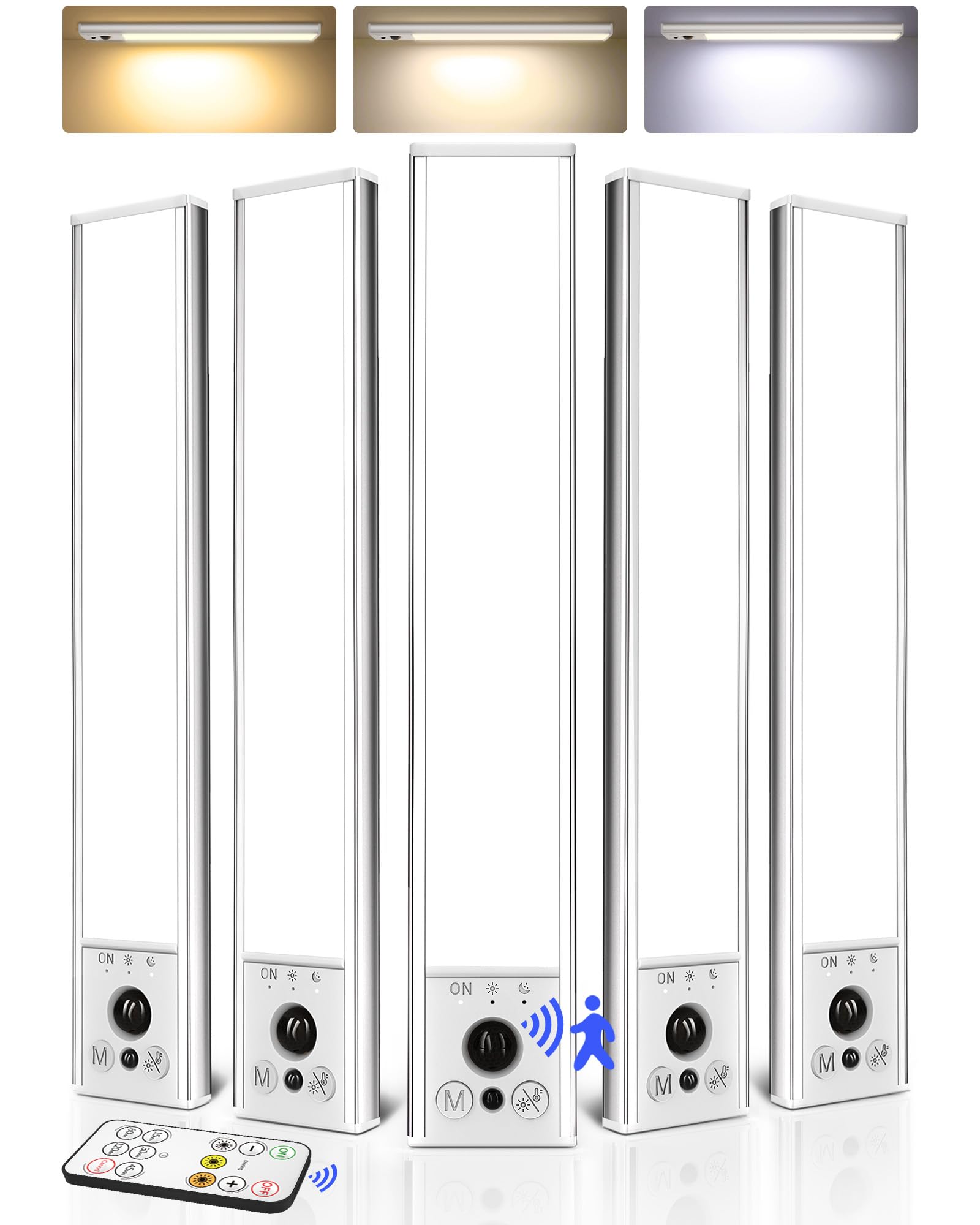 EZVALO 5‑Pack Under Cabinet Lighting, 10in Magnetic with 3 Color Temps, Dimmable