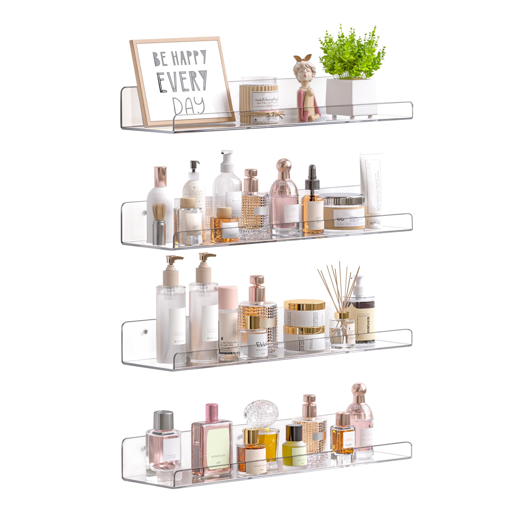 upsimples Acrylic Floating Shelves (4-Pack)