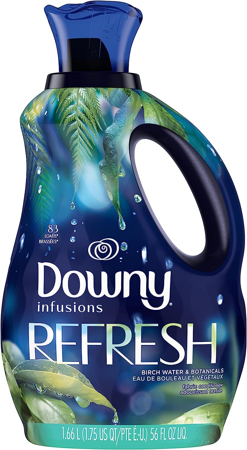 Downy Infusions Laundry Fabric Softener Liquid, Refresh, Birch Water & Botanicals, 56 Fl Oz 56 Fl Oz (Pack of 1) Birch Water & Botanicals