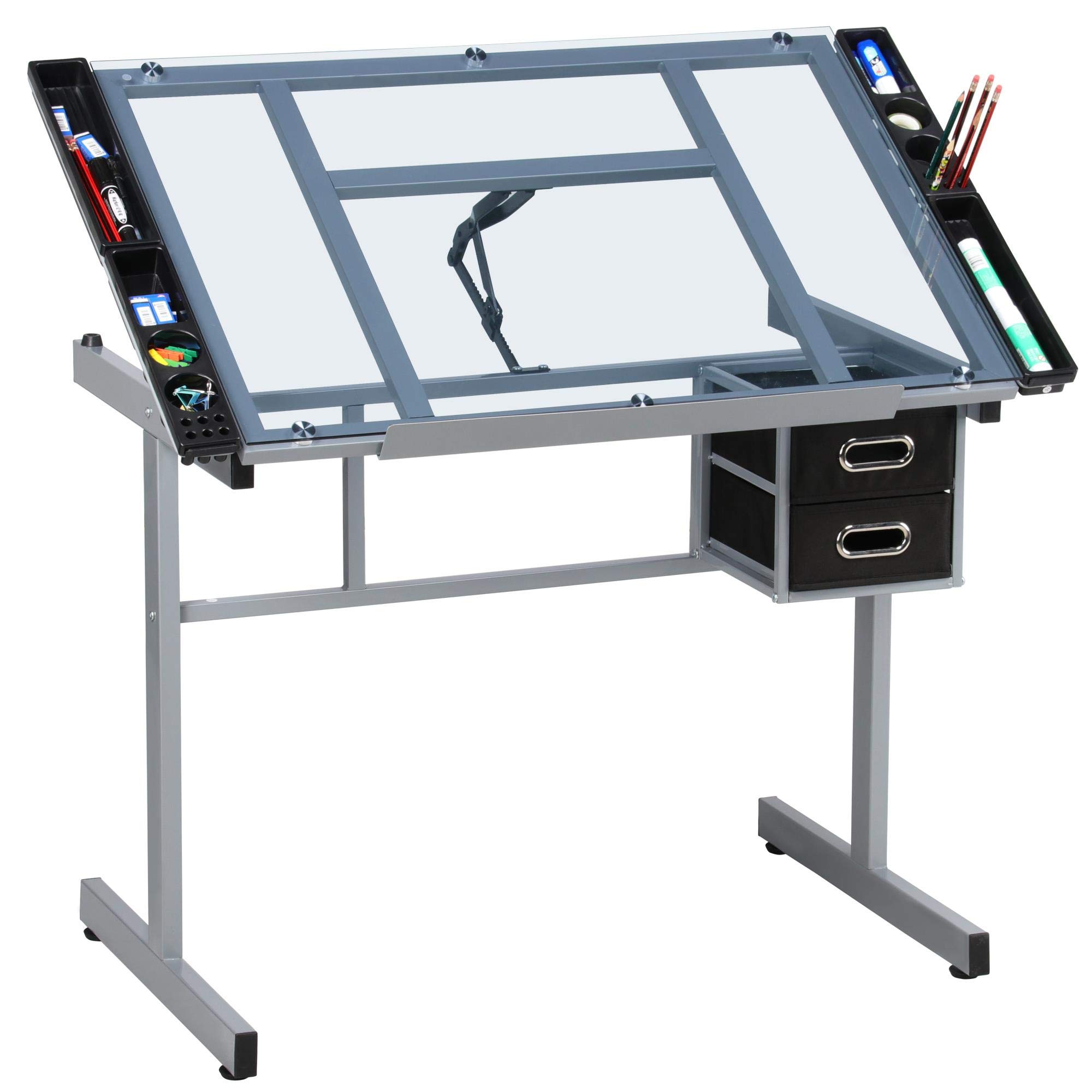 Yaheetech Tempered Glass Drafting Table