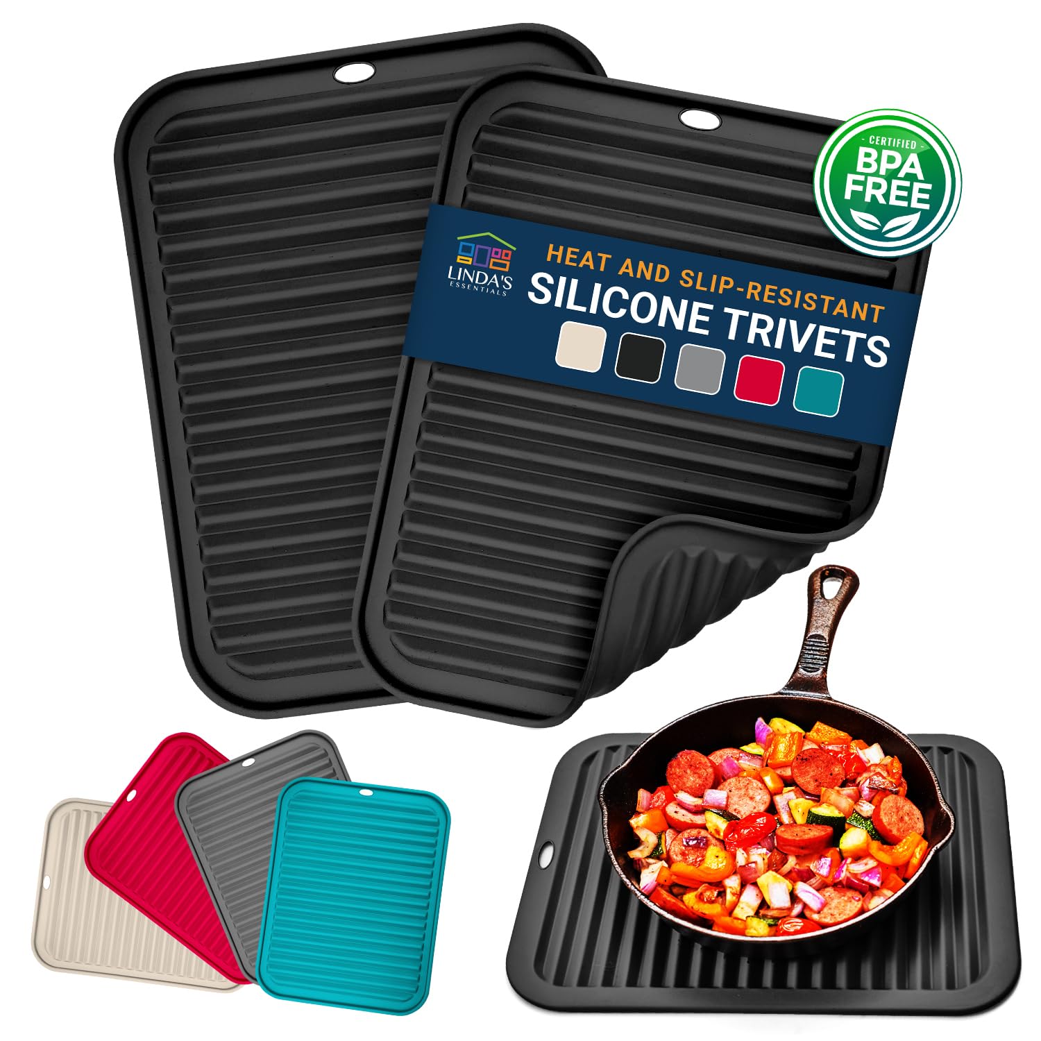 Rectangle Silicone Trivet Mats (2-Pack 9x12)