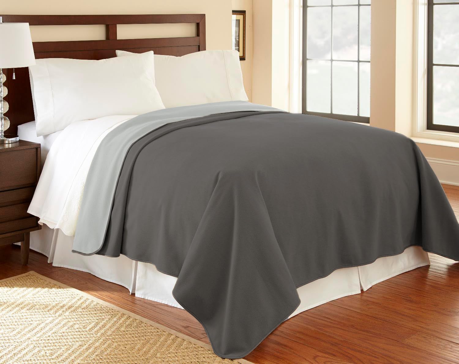 Mambe 100% Waterproof Furniture Cover Blanket for Dogs and Cats, Protection for Bed Couch Sofa Recliner Carpet, Soft Durable Washable Microfleece, Slate-Mist, 90x90 inches 90\" x 90\" King/Queen Slate-mist