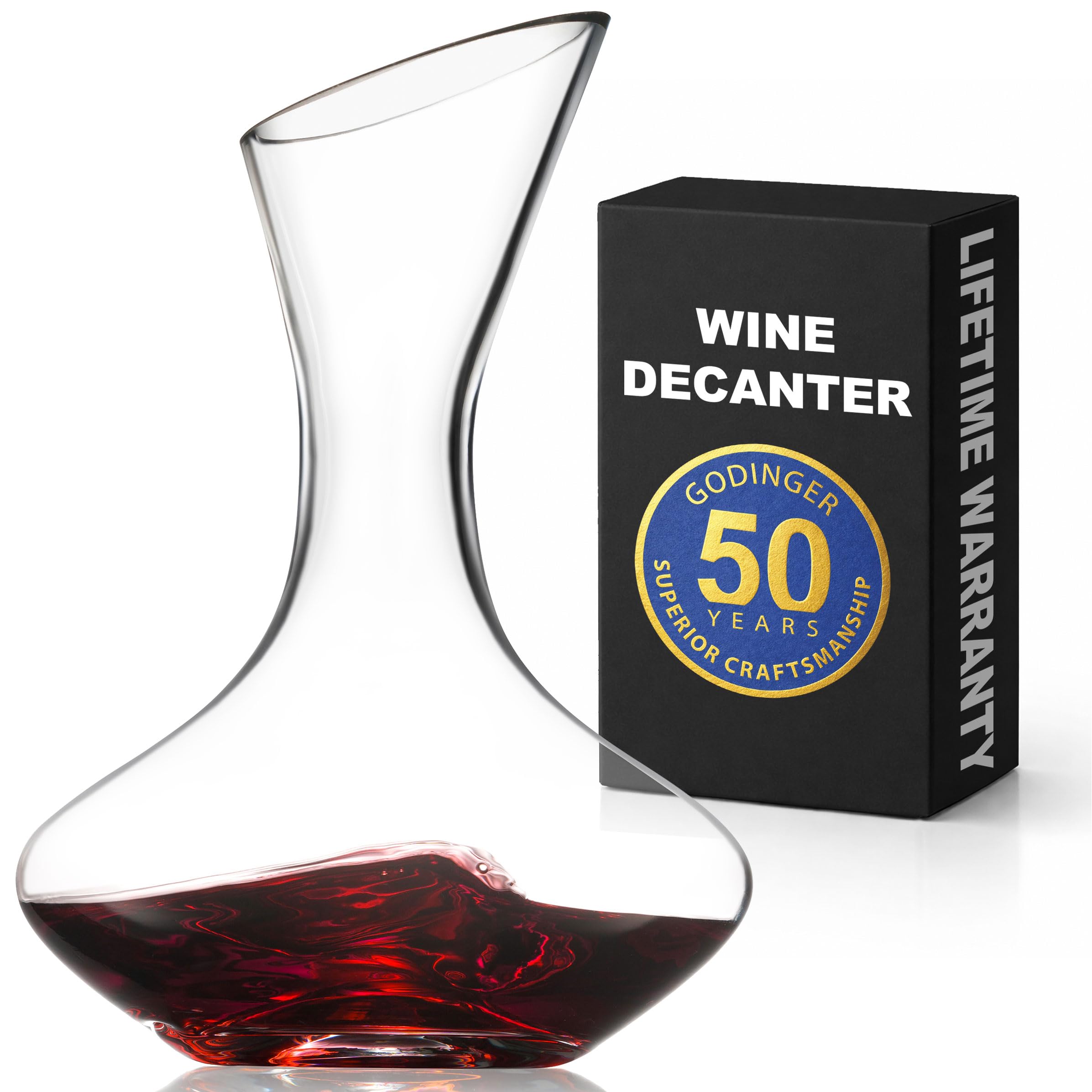 Godinger Wine Decanter Carafe, Hand Blown Wine Decanter Aerator