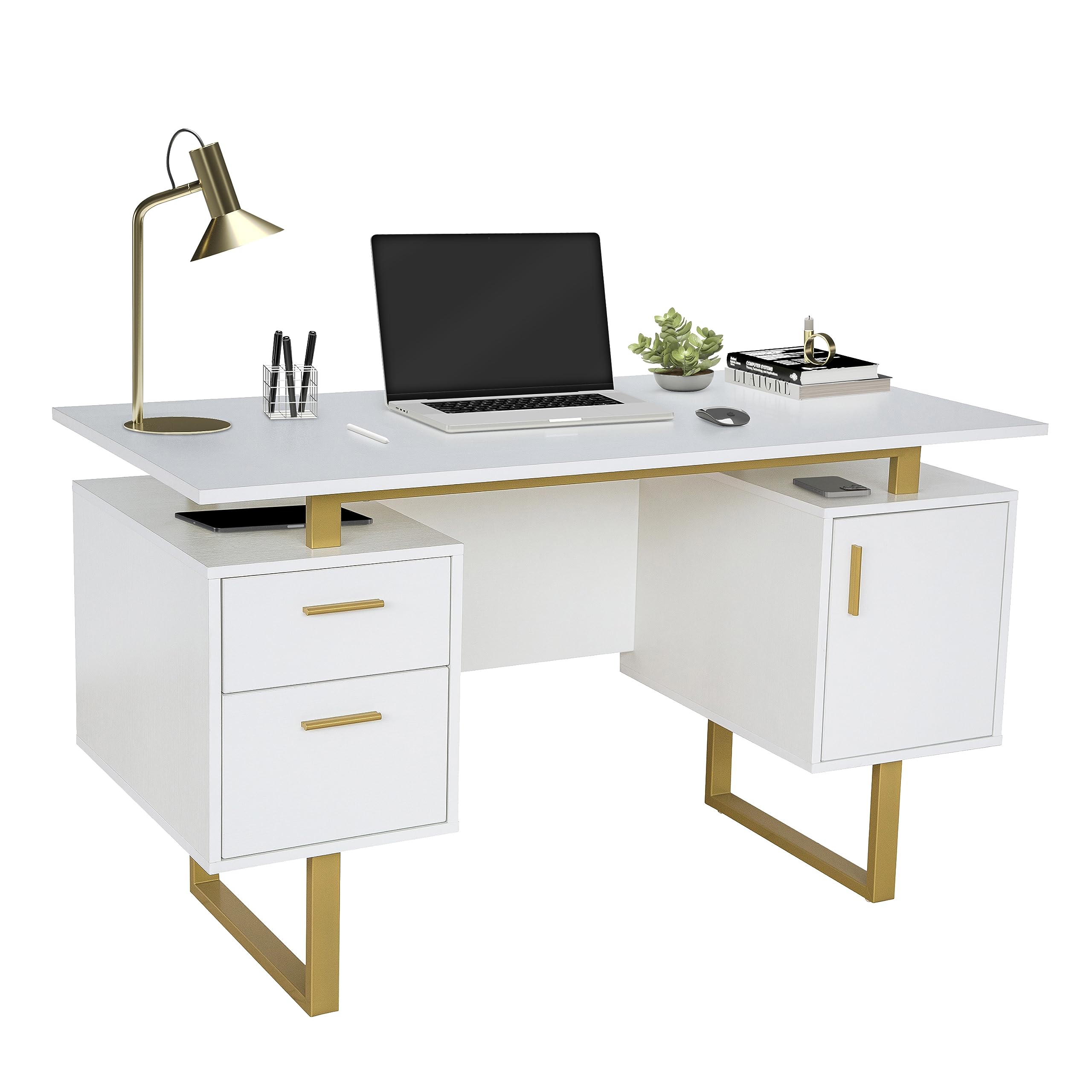 Techni Mobili Floating Desktop with Drawers