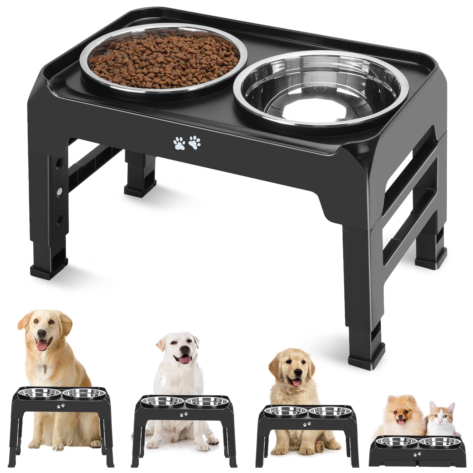 COMESOON Adjustable Elevated Dog Bowl Stand