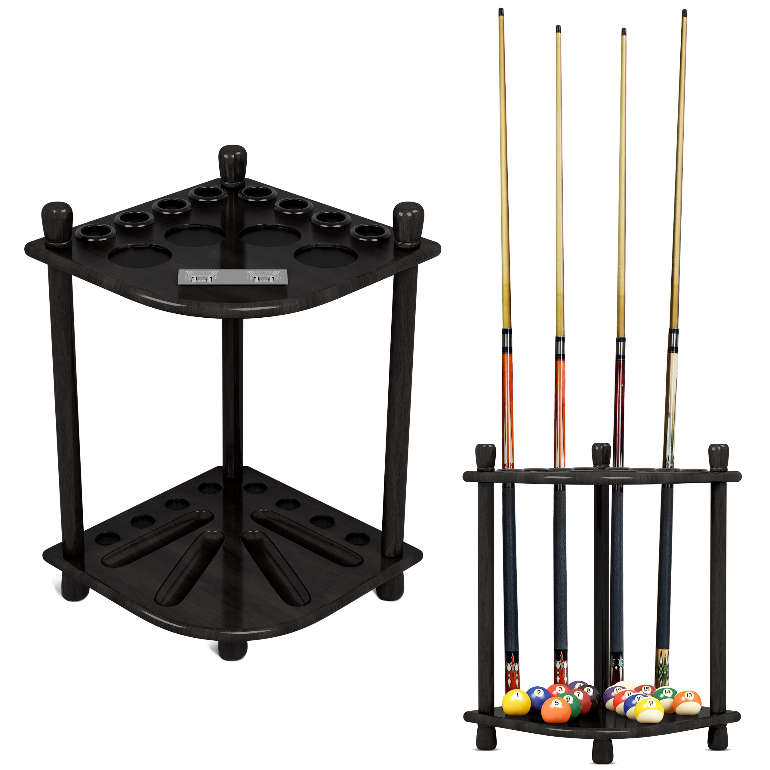 ISZY 8-Cue Floor Stand with Ball Storage and Accessories