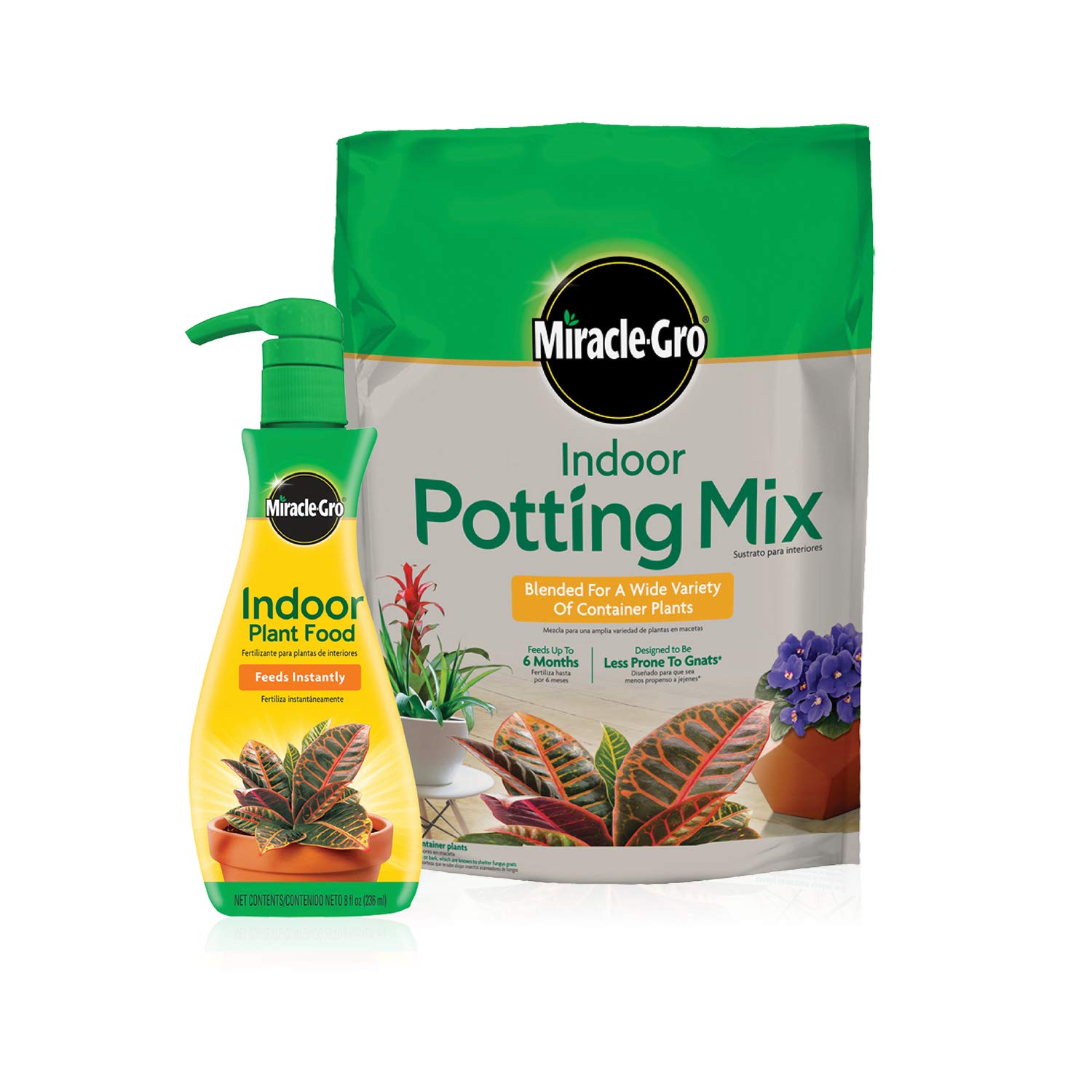 Miracle-Gro Indoor Potting Mix (6 qt.) + Indoor Plant Food (8 oz.) Bundle