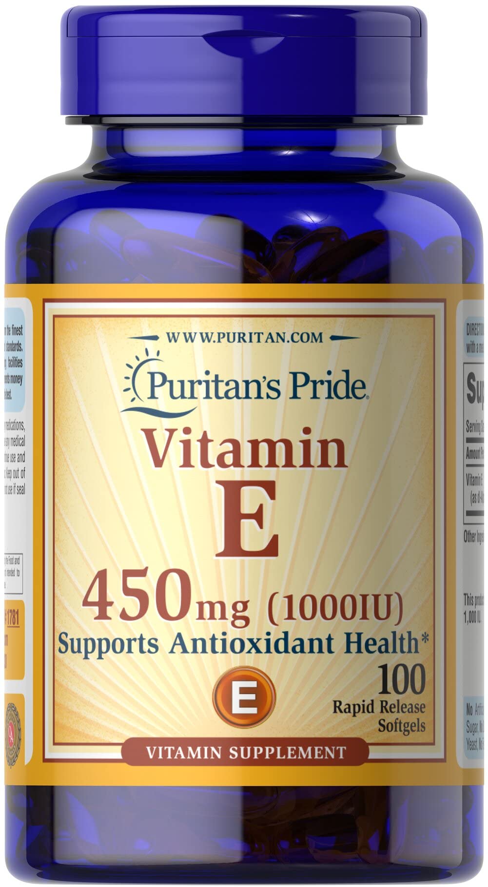 Puritan's Pride Vitamin E 450 Mg, Rapid Release Softgels, 100 Count