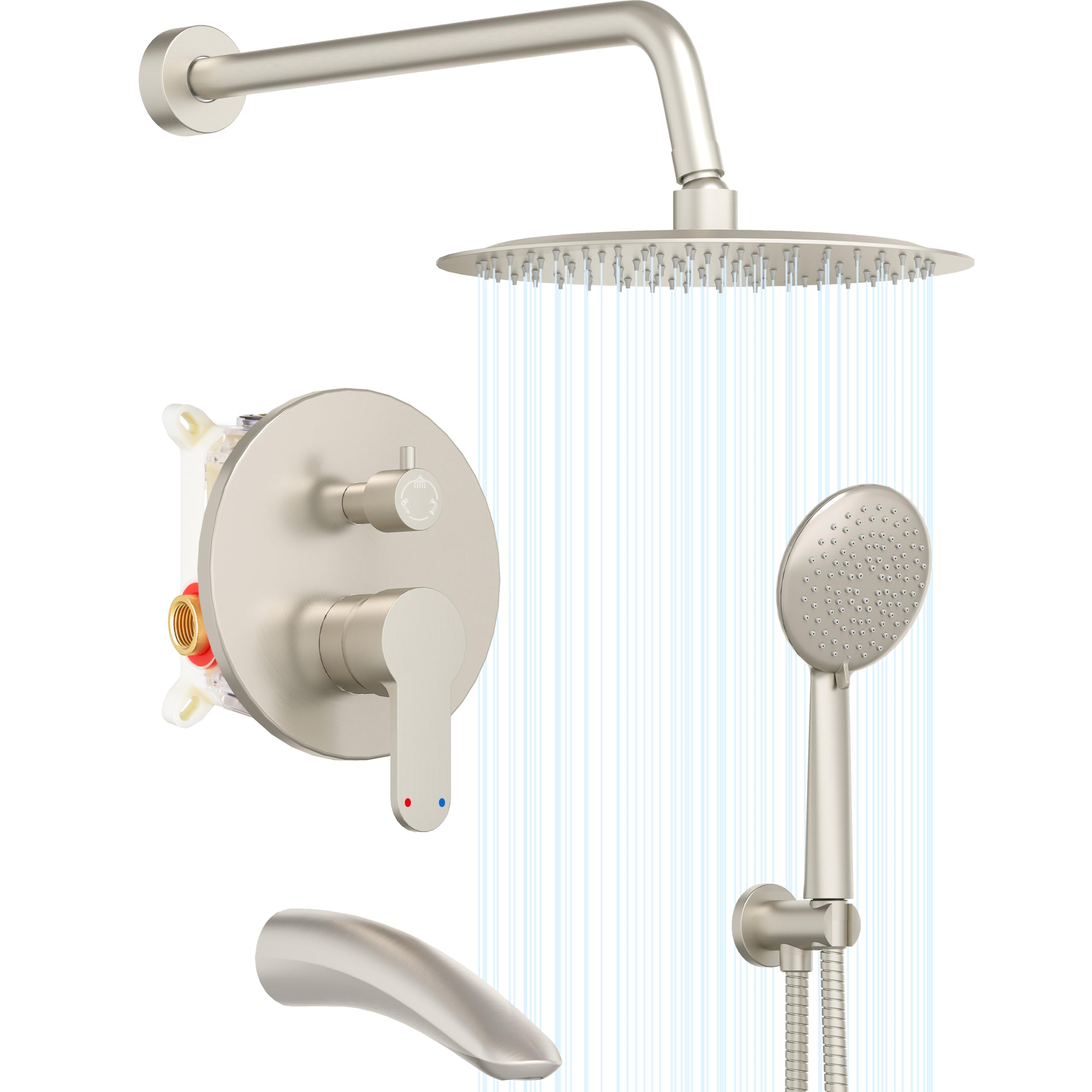 Gabrylly Pressure-Balance Shower & Tub System (Brushed Nickel)