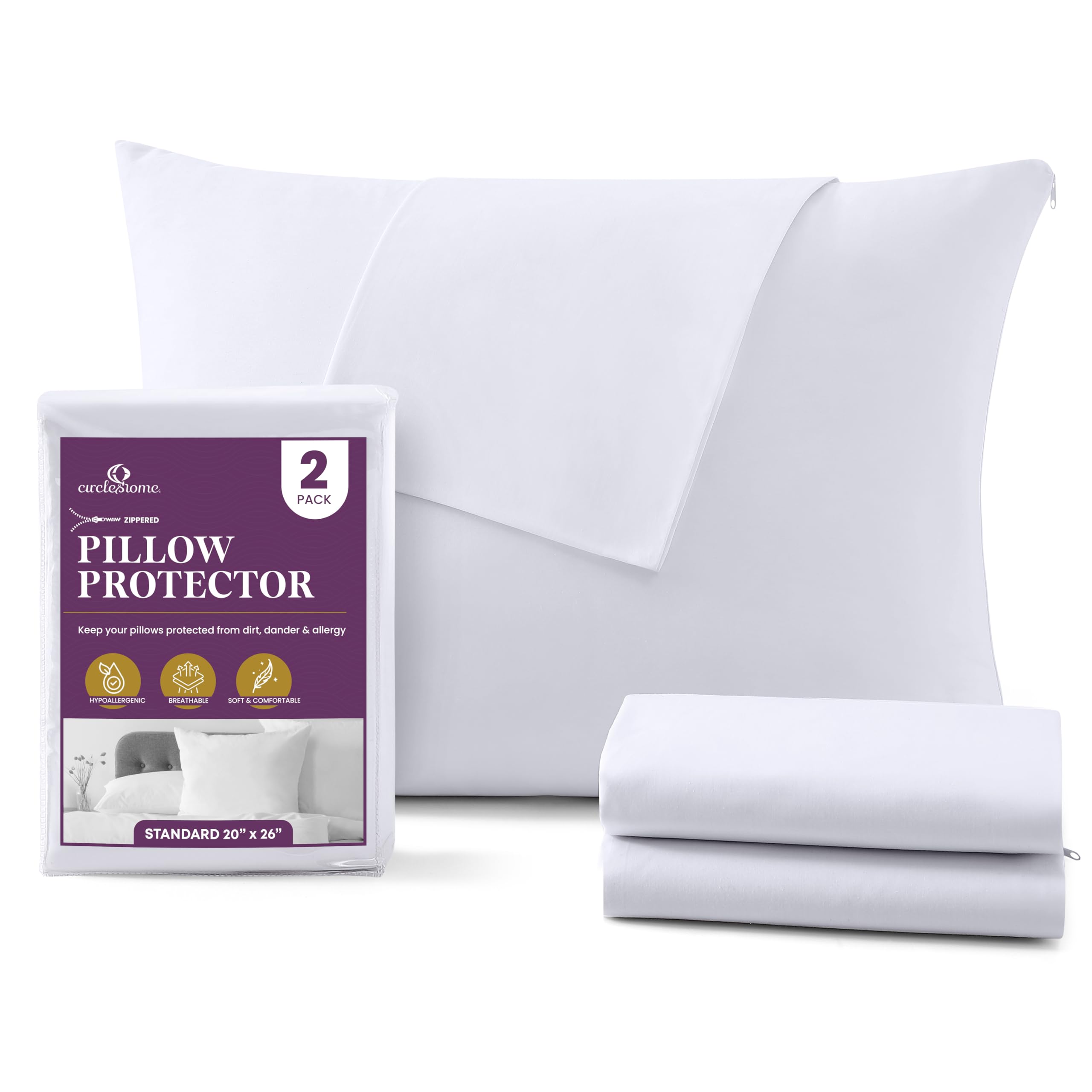 CirclesHome Cotton Pillow Protectors (100% Cotton)