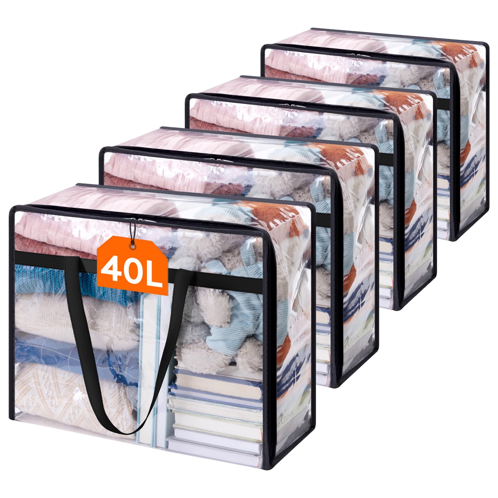 Lifewit Clear Vinyl Storage Bags (4‑Pack, 40L)