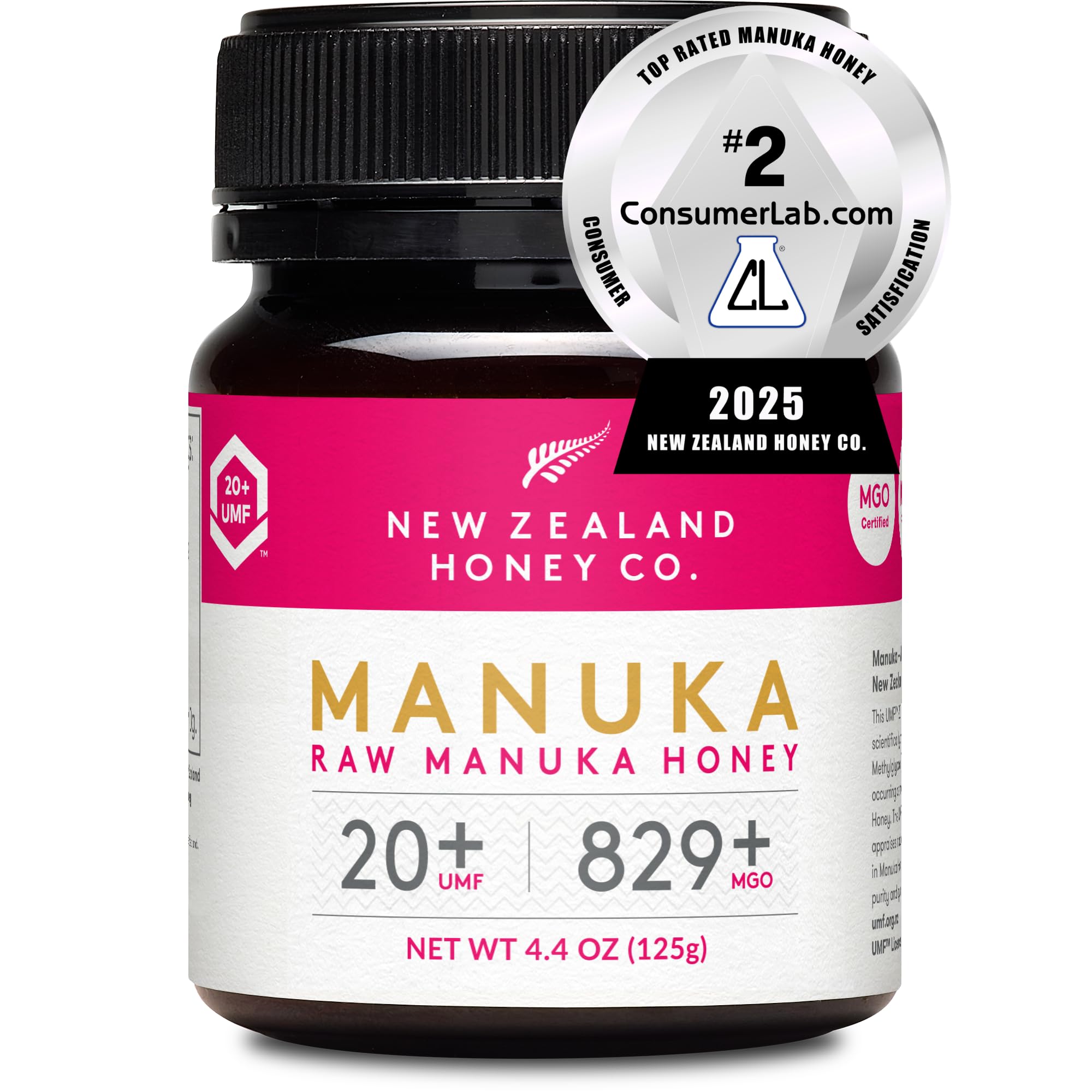 New Zealand Honey Co. Raw Manuka Honey UMF 20+ / MGO 829+, 4.4oz