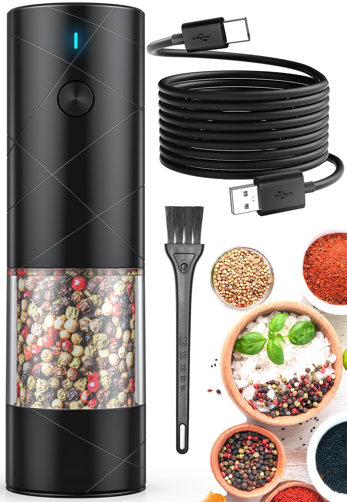 Lidaop USB Rechargeable Salt & Pepper Grinder