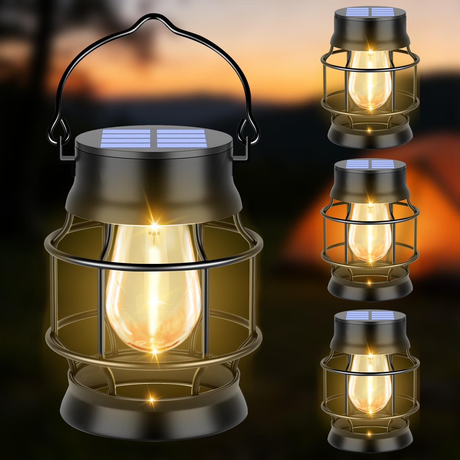 TomCare Warm White Solar Lanterns (4-Pack)