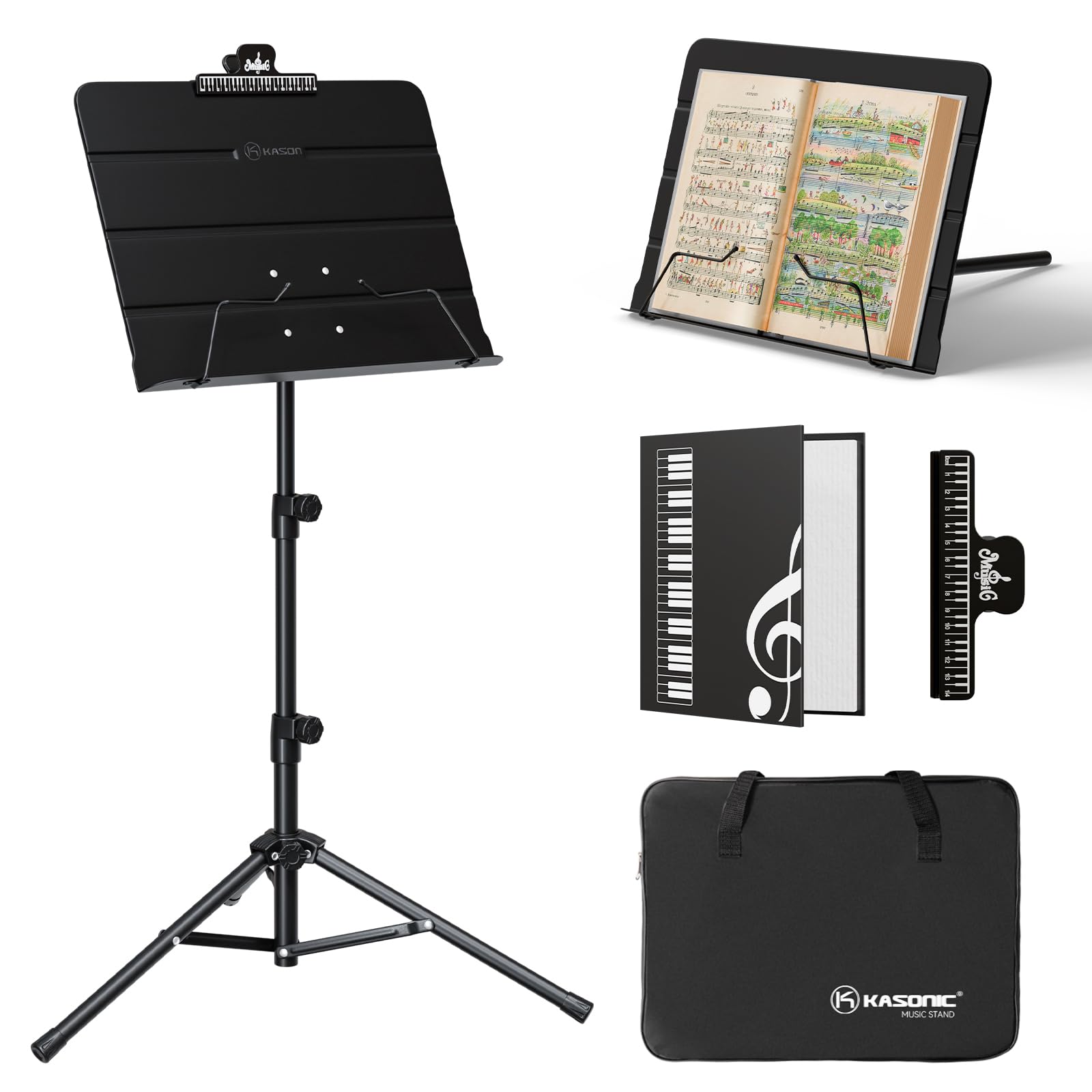 K KASONIC Dual‑Use Music Stand (Black)