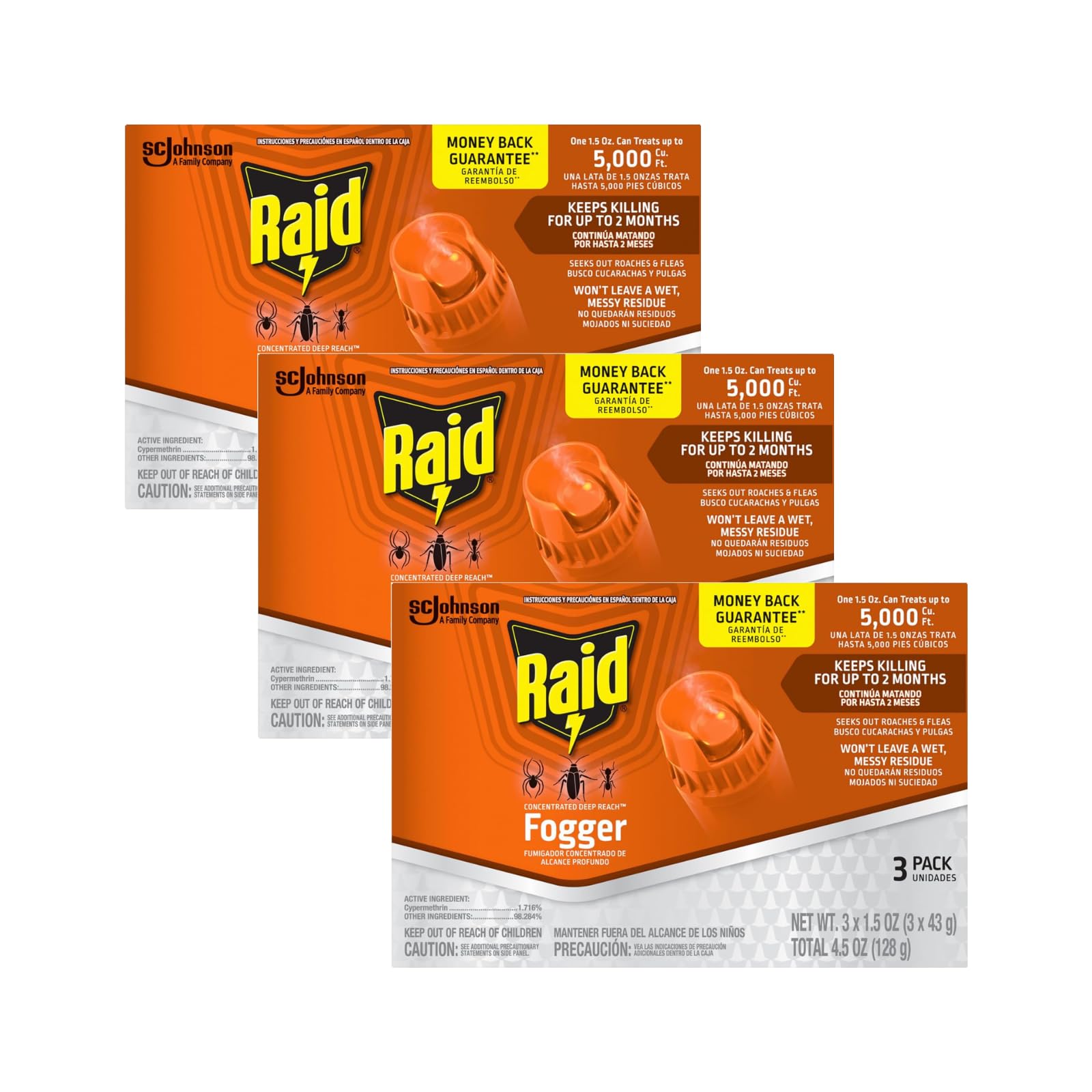 Raid Concentrated Deep Reach Fogger (1.5 oz cans, 3 Count)