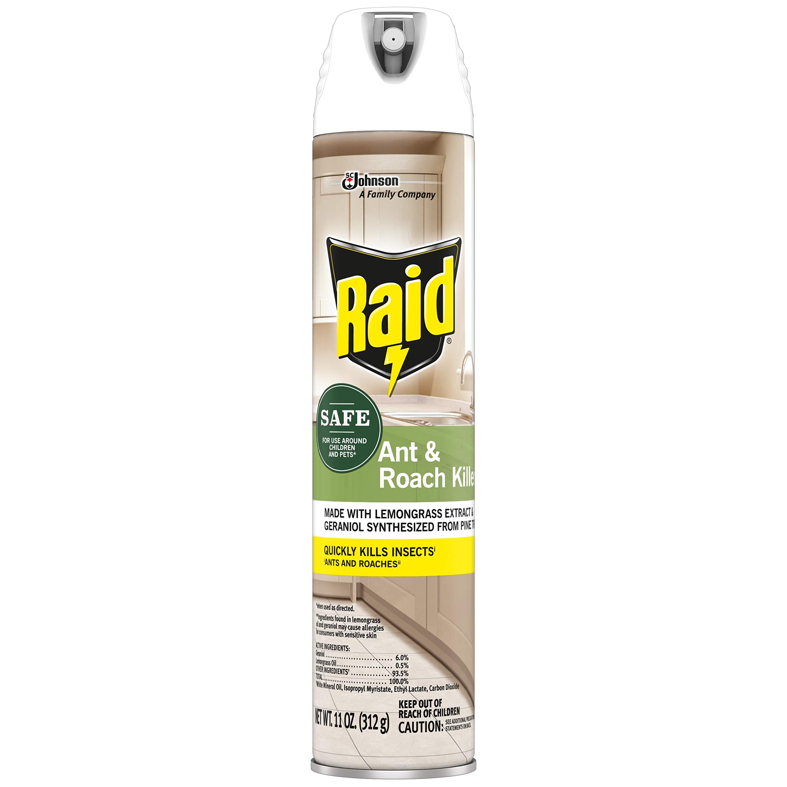 Raid Ant and Roach Killer Aerosol Spray with Essential Oils (Lemongrass & Geraniol)