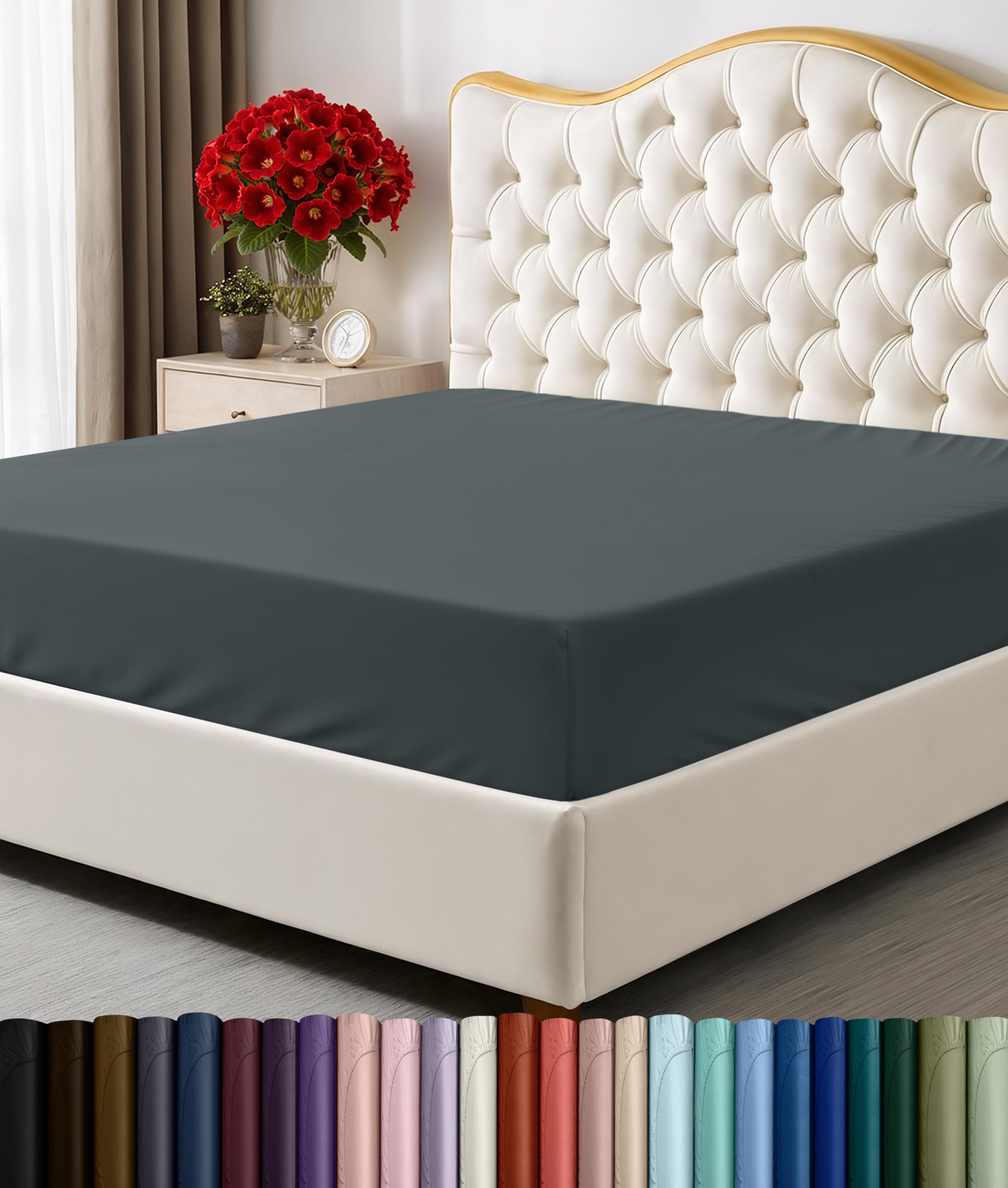 Utopia Bedding Queen Fitted Sheet - Deep Pocket, Brushed Microfiber (Grey)