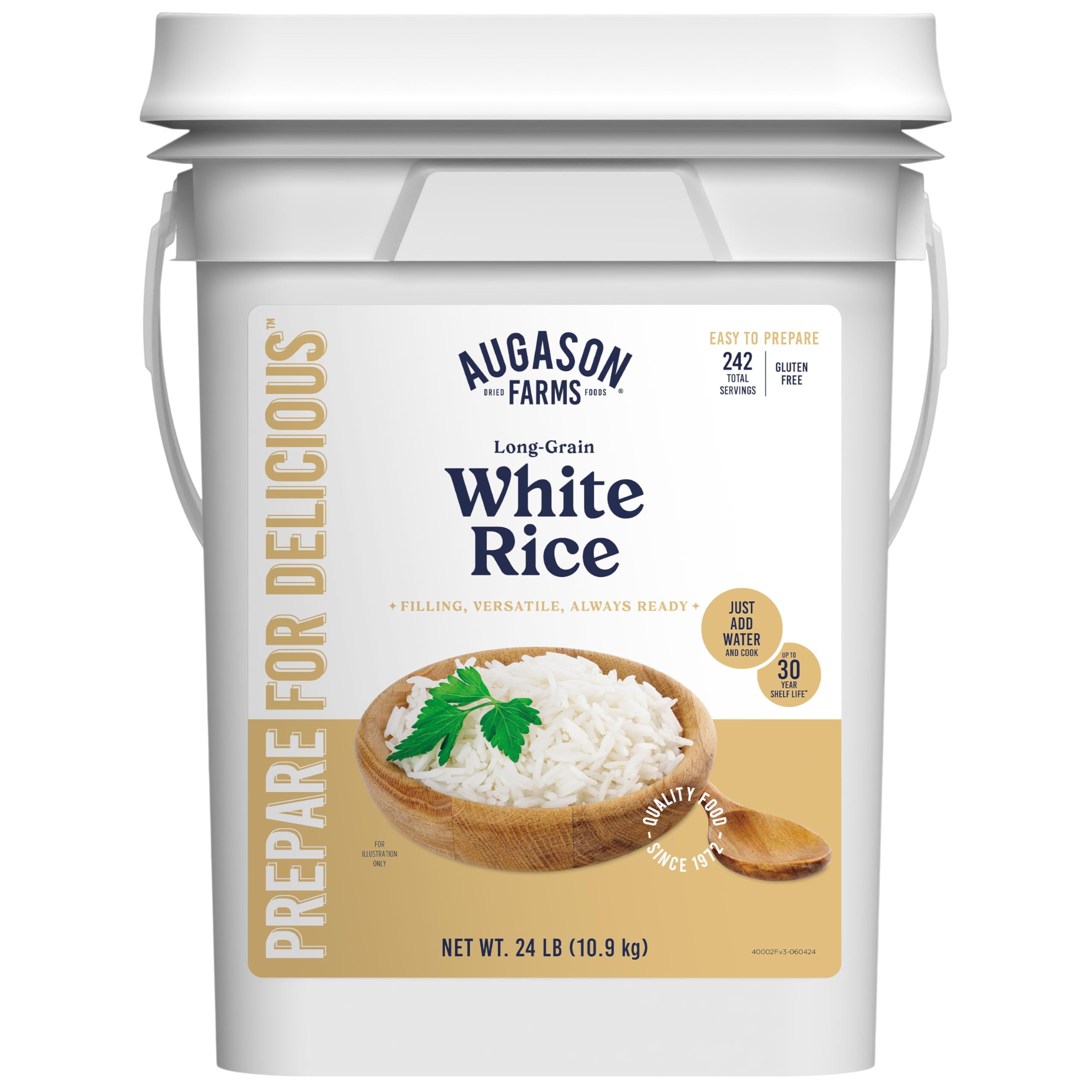 Augason Farms Long-Grain White Rice (Pail)