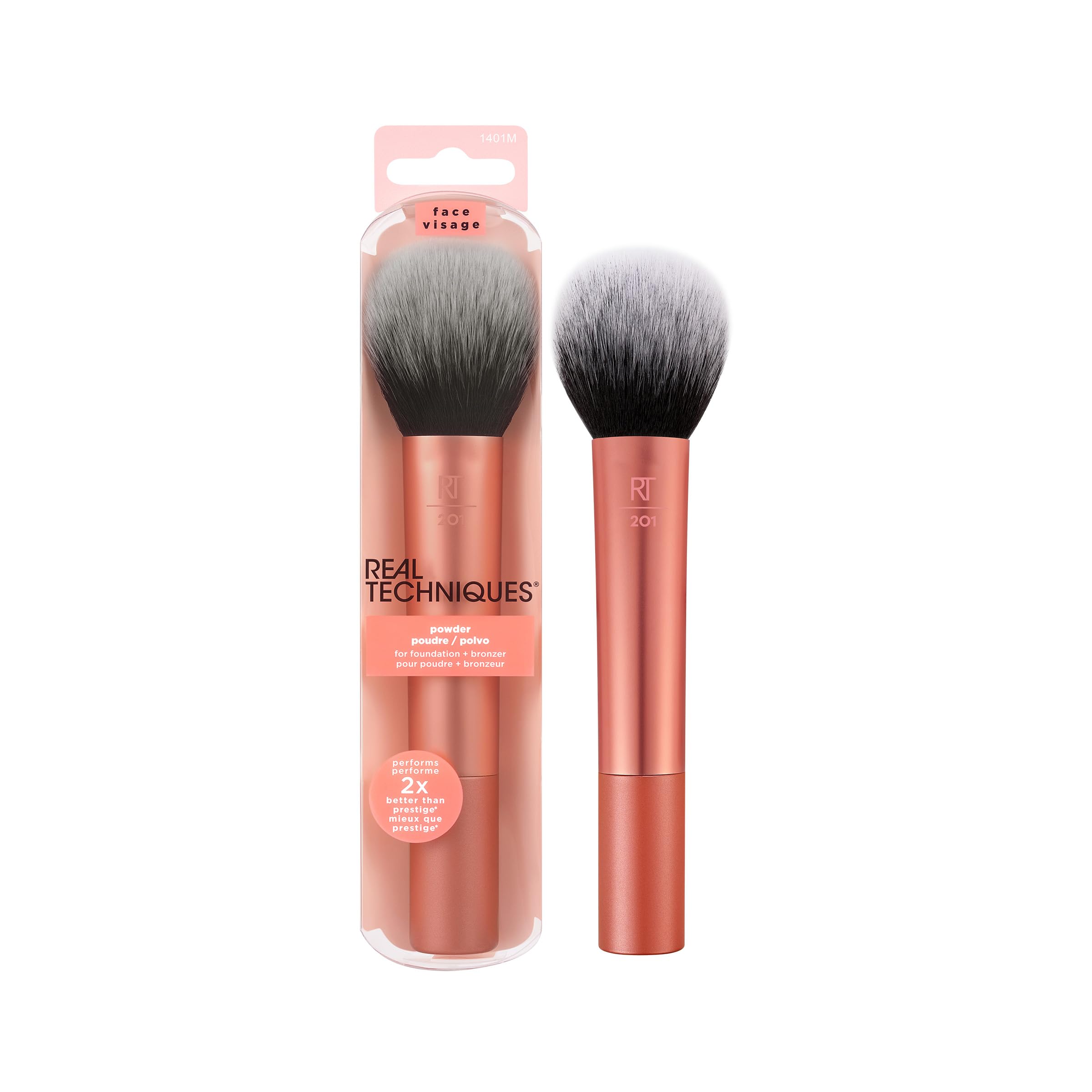 Real Techniques Ultra Plush Powder Makeup Brush, For Setting Powder, Bronzer, & Blush, Sheer, Buildable Coverage, Large, Fluffy Powder Brush, Vegan, Cruelty-Free & Synthetic Bristles, 1 Count