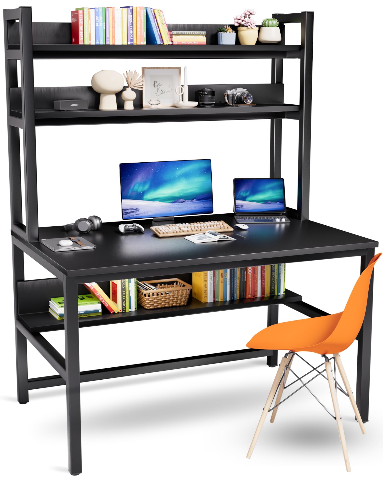 Aquzee Desk with Hutch and Shelves