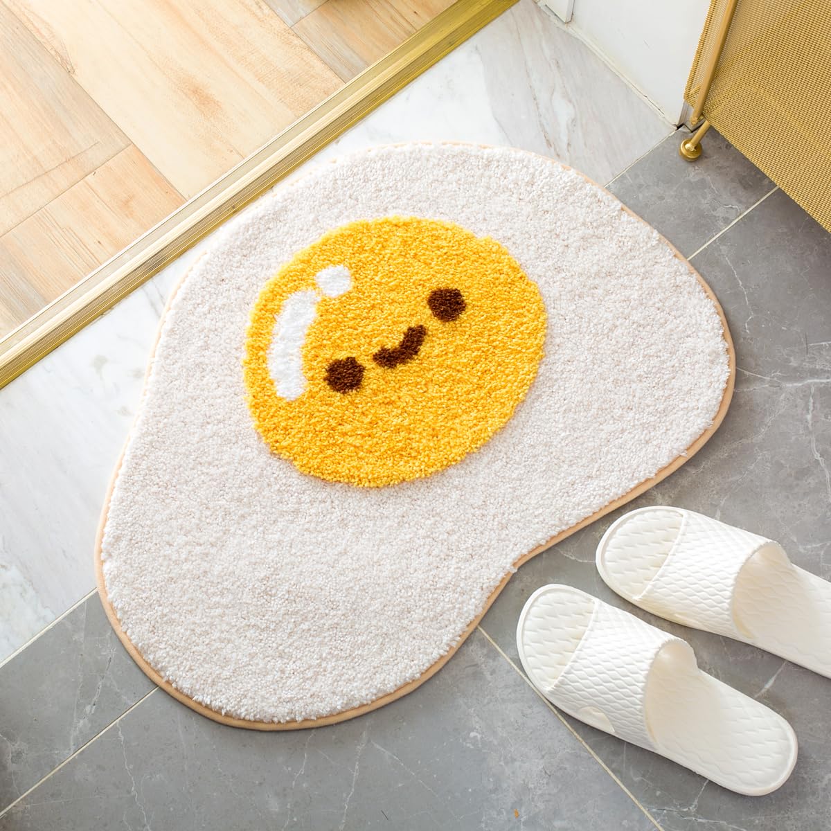 Molesun Egg Bath Mats, Soft and Absorbent Microfiber Bath Rugs, Non-Slip Shaggy Shower Carpet, Machine Wash Dry, Soft Shower Rugs for Bathroom Floor, Tub and Shower, 18x26, Egg 1'6" x 2'2" (Rectangular) Egg