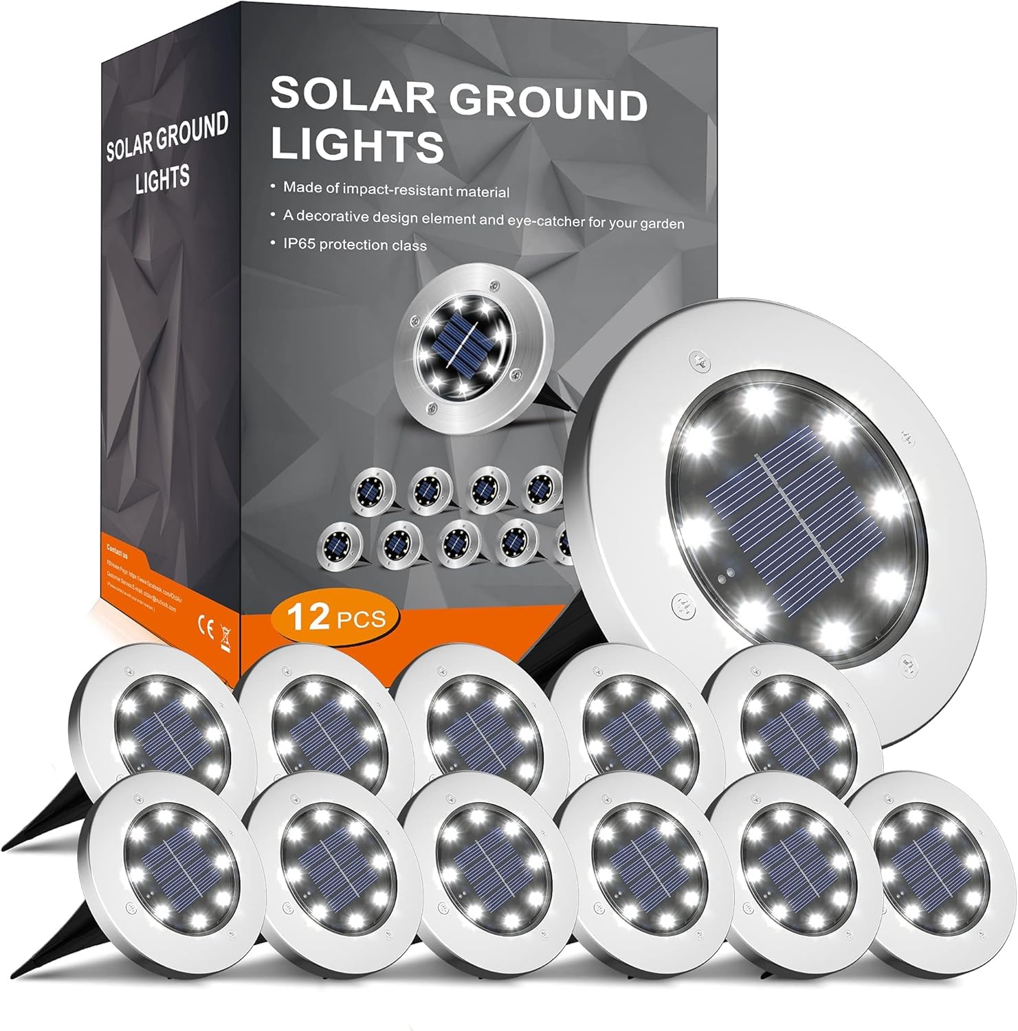 INCX Solar Ground Lights — Cold White (12 Pack)