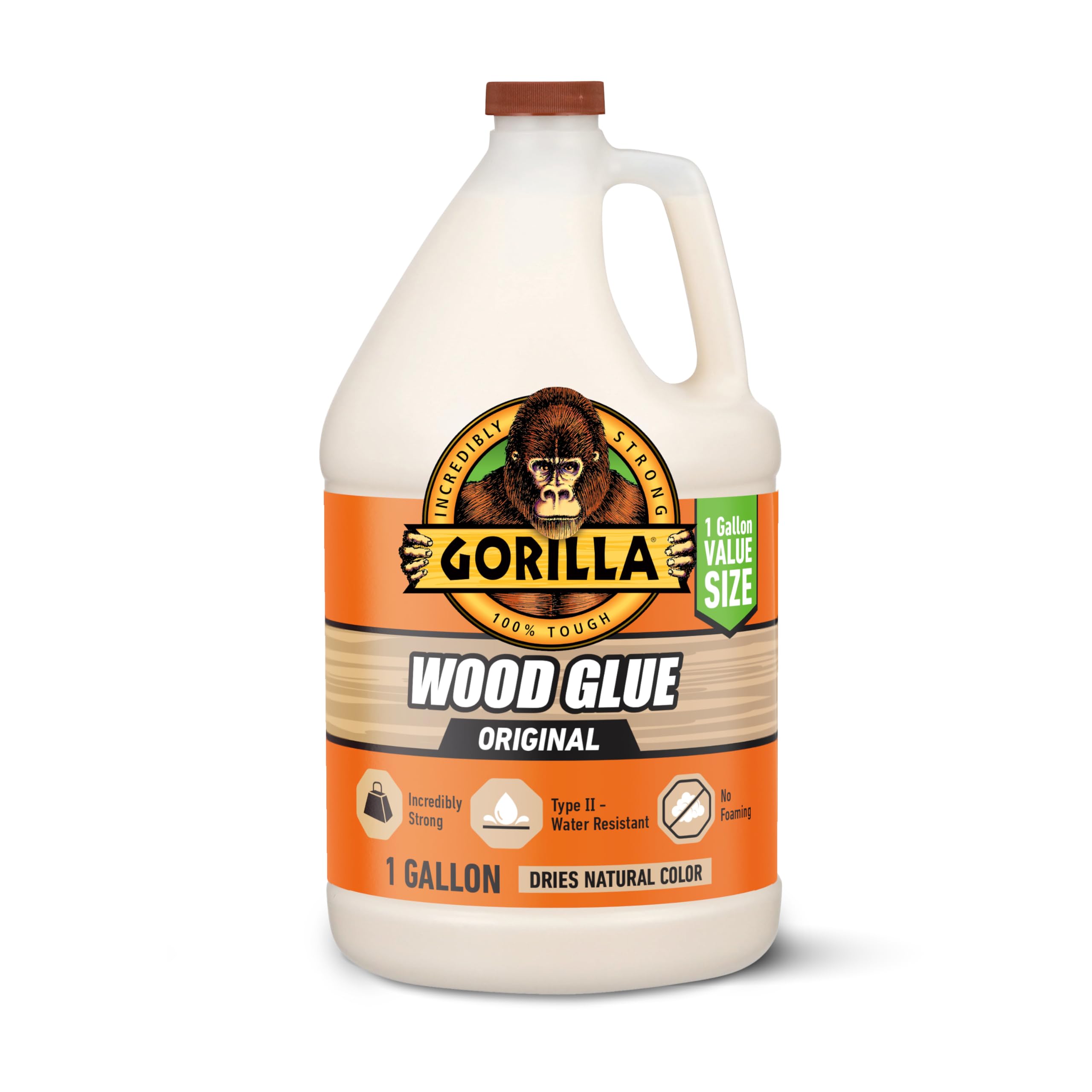 Gorilla Wood Glue, Natural Wood Color, 1 Gallon Bottle (Pack of 1) - Water Resistant