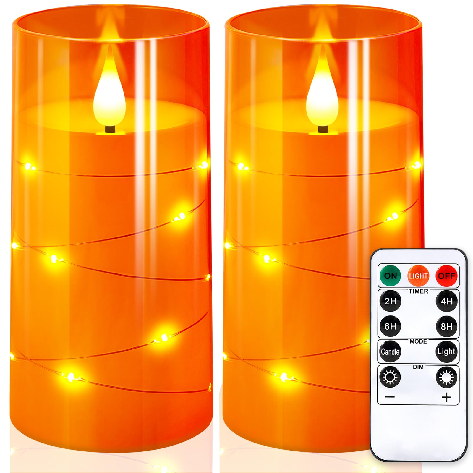 NURADA 3 x 6 Flameless Pillars with Star Lights