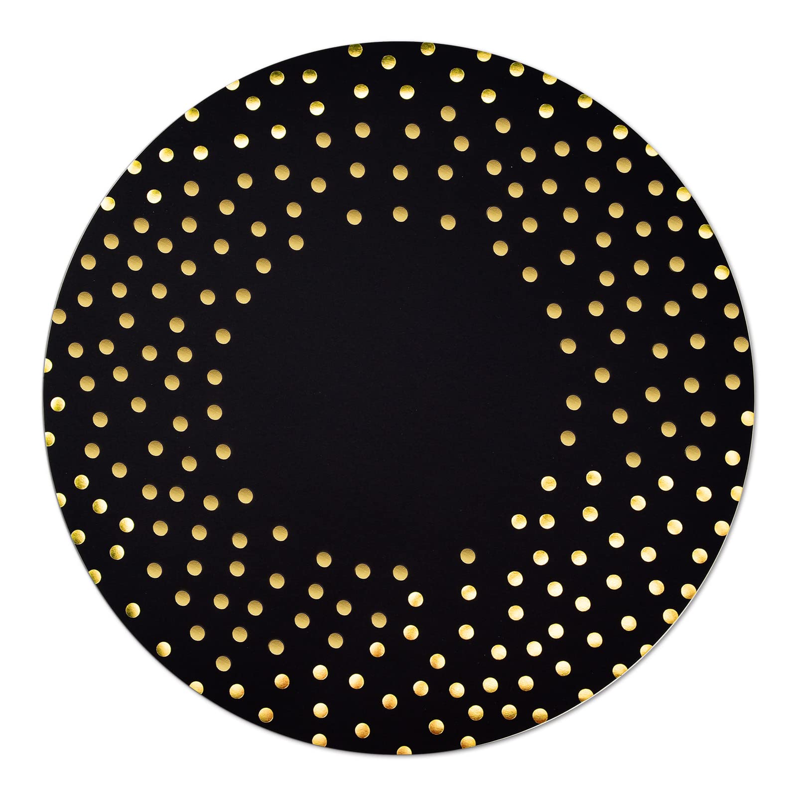 Black and Gold Polka Dot Round Placemats