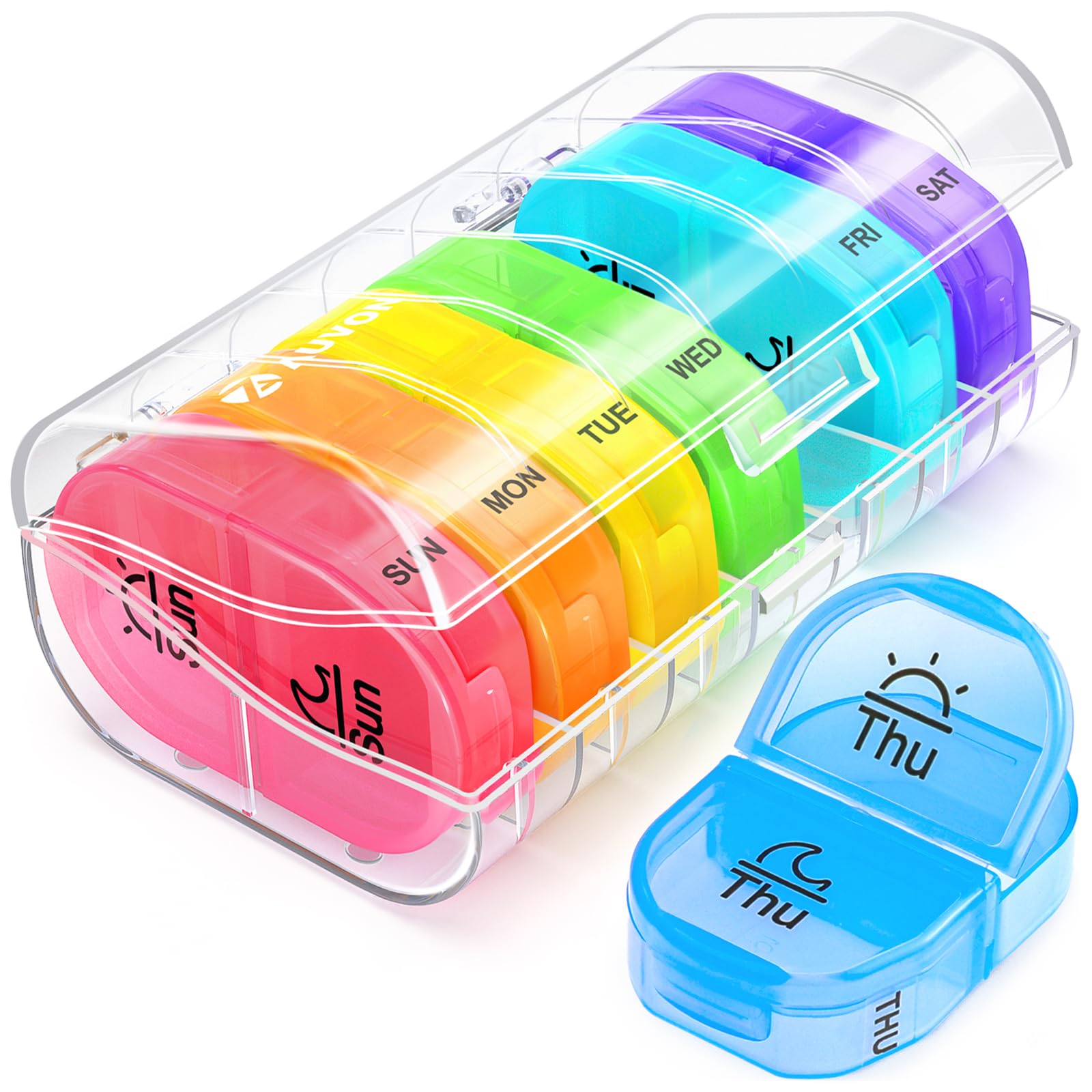 AUVON AM/PM Weekly Pill Organizer (Clear)
