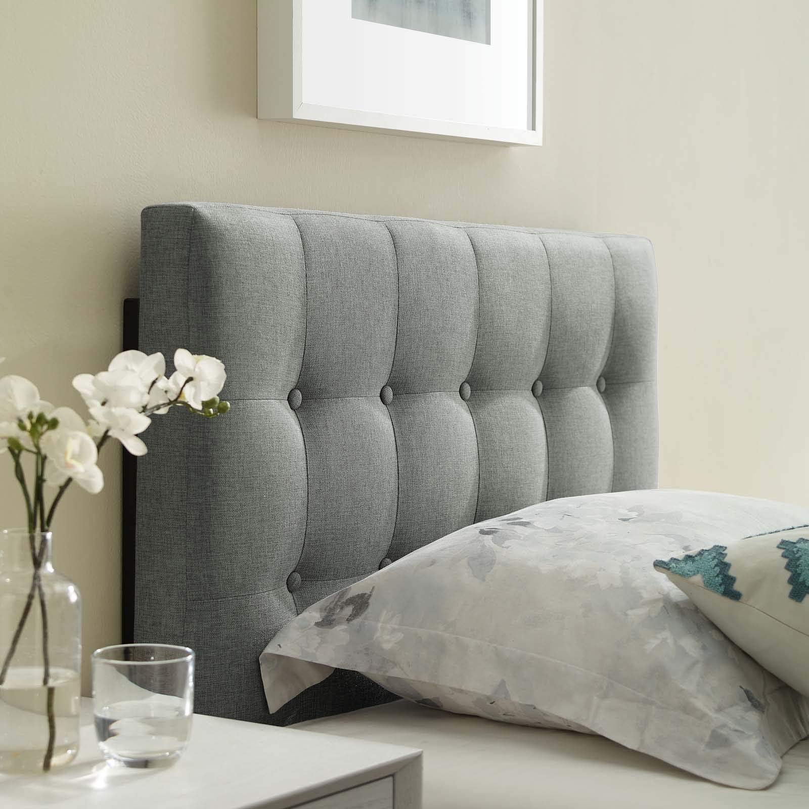 Modway Emily Button Tufted Linen Headboard