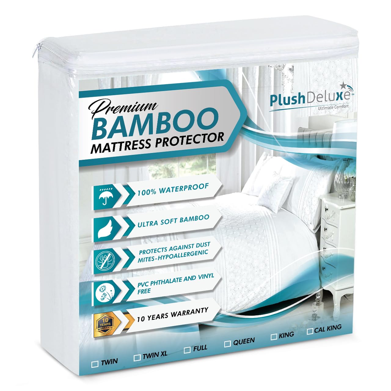 PlushDeluxe Premium Bamboo Mattress Protector – King Size