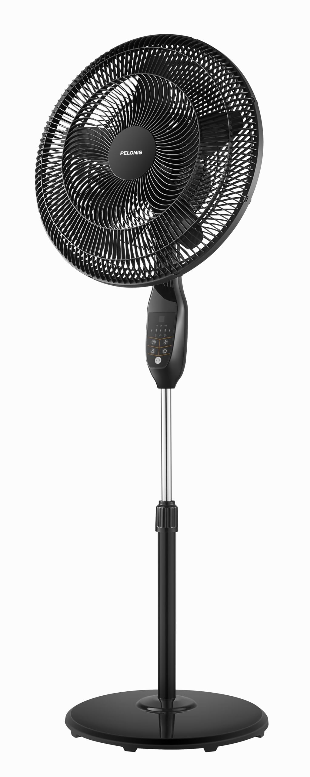 PELONIS PFS45A5BBB 18" 5-Blade Oscillating Pedestal Fan — LED, Remote, 7-Hour Timer
