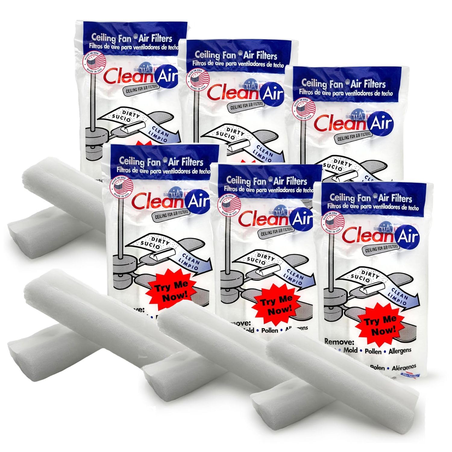 BioStrike Ceiling Fan Blade Air Filters (6-Pack)
