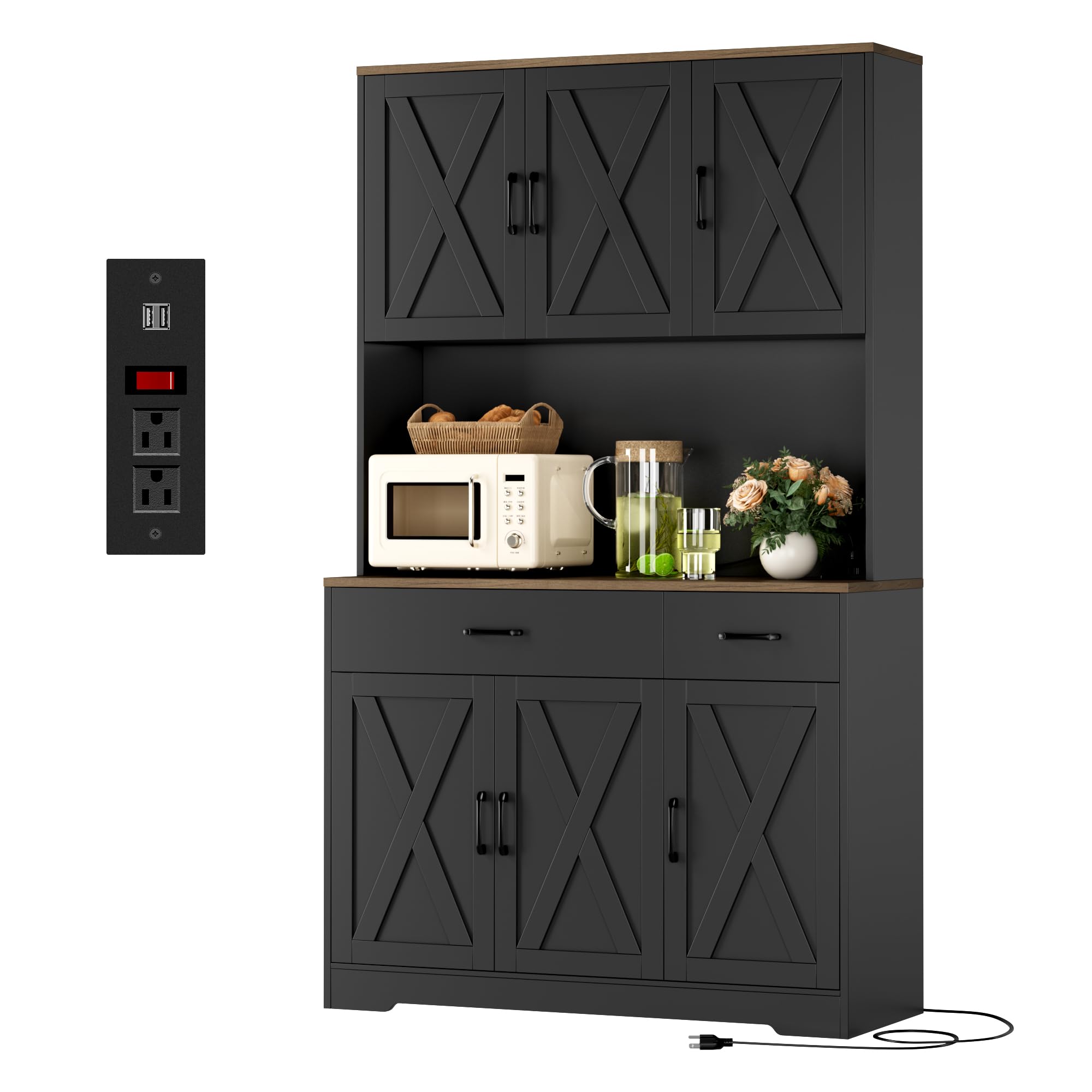 HOSTACK 71" Pantry Cabinet with Charging
