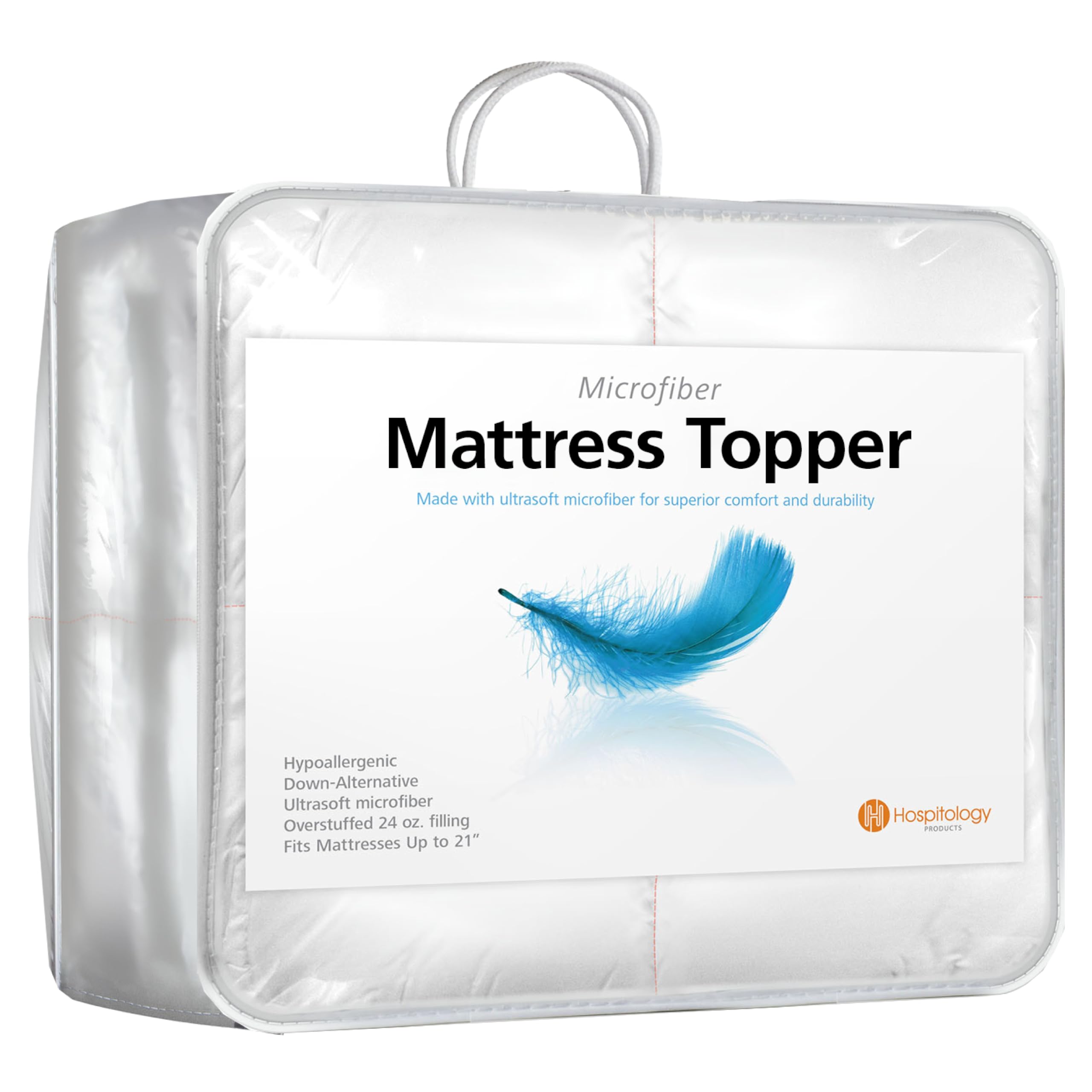 HOSPITOLOGY PRODUCTS Overstuffed Goose Down Alternative Pillow Top — Deep Pocket, Allergy-Friendly