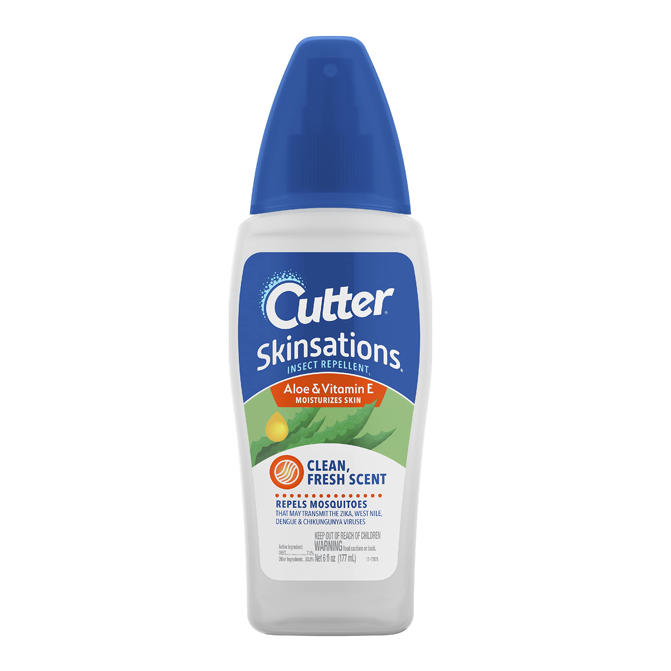 Cutter Skinsations Insect Repellent, 7% DEET, 6 fl oz Pump Spray
