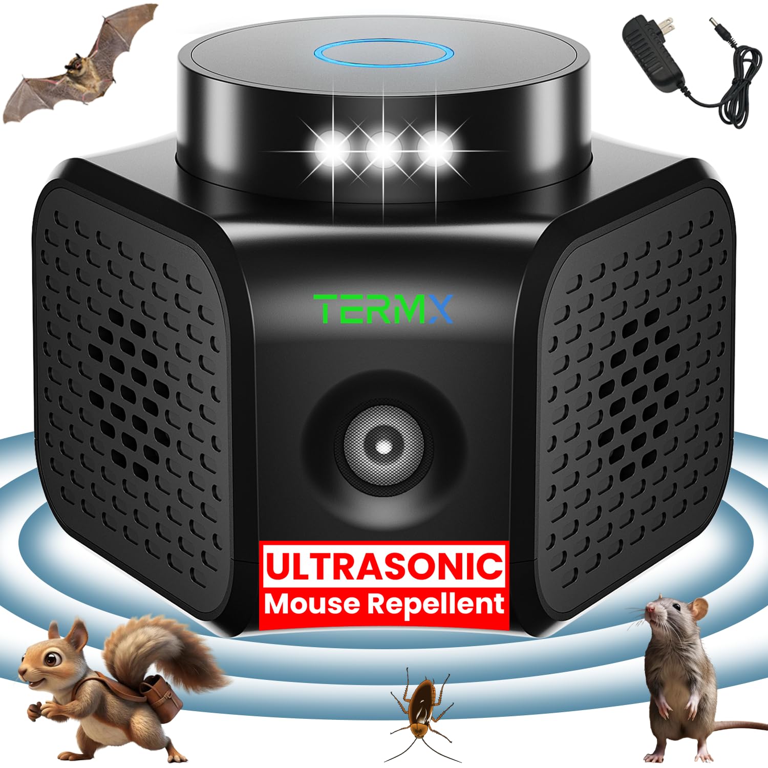 Ultrasonic Pest Repeller Indoor 4 Modes No Touch Solution
