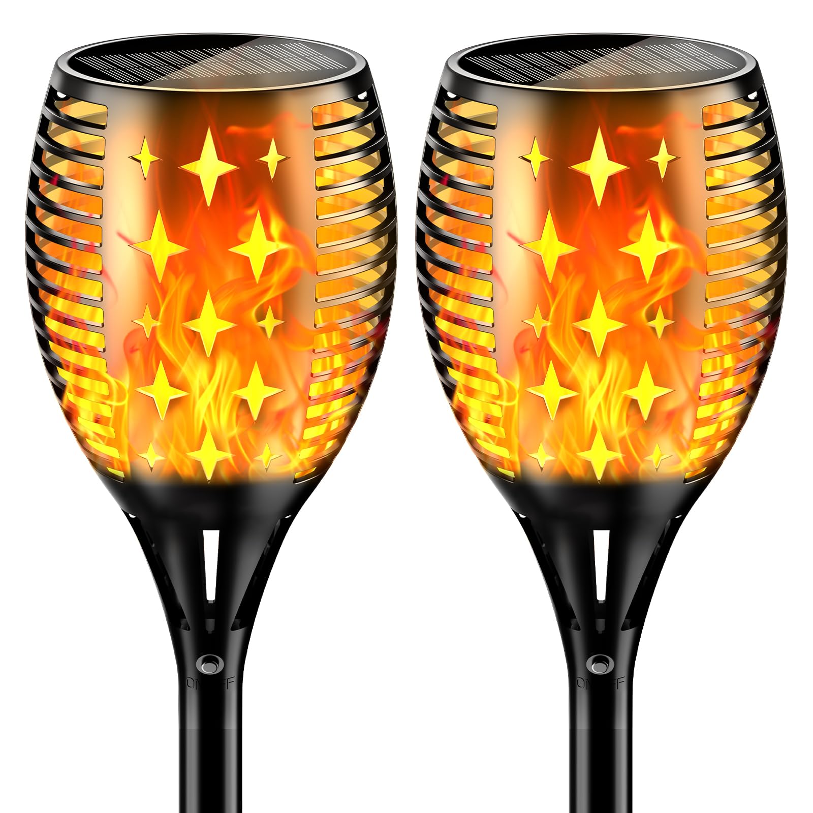 YoungPower 43" Large Solar Torch Lights, 96 LED Flickering Flame, 2 Pack
