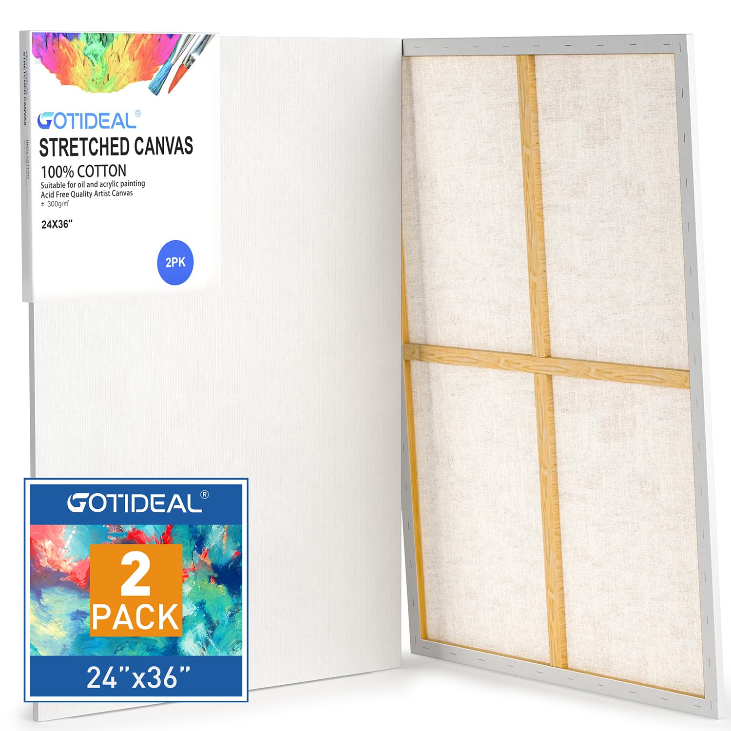 GOTIDEAL 24x36 Stretched Canvas (2-Pack)