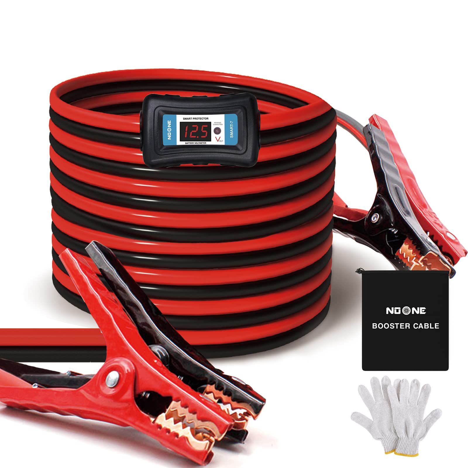 NOONE 2 Gauge Jumper Cable — 20 Feet with Smart-7 Protector and LCD