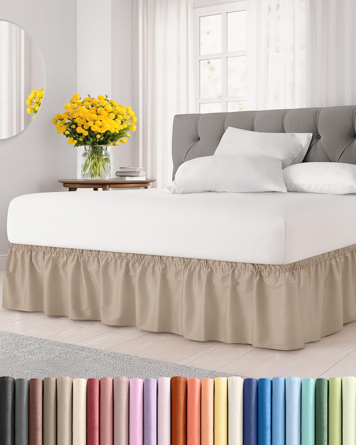 CGK Linens Wrap-Around Ruffled Bed Skirt (15" Drop)