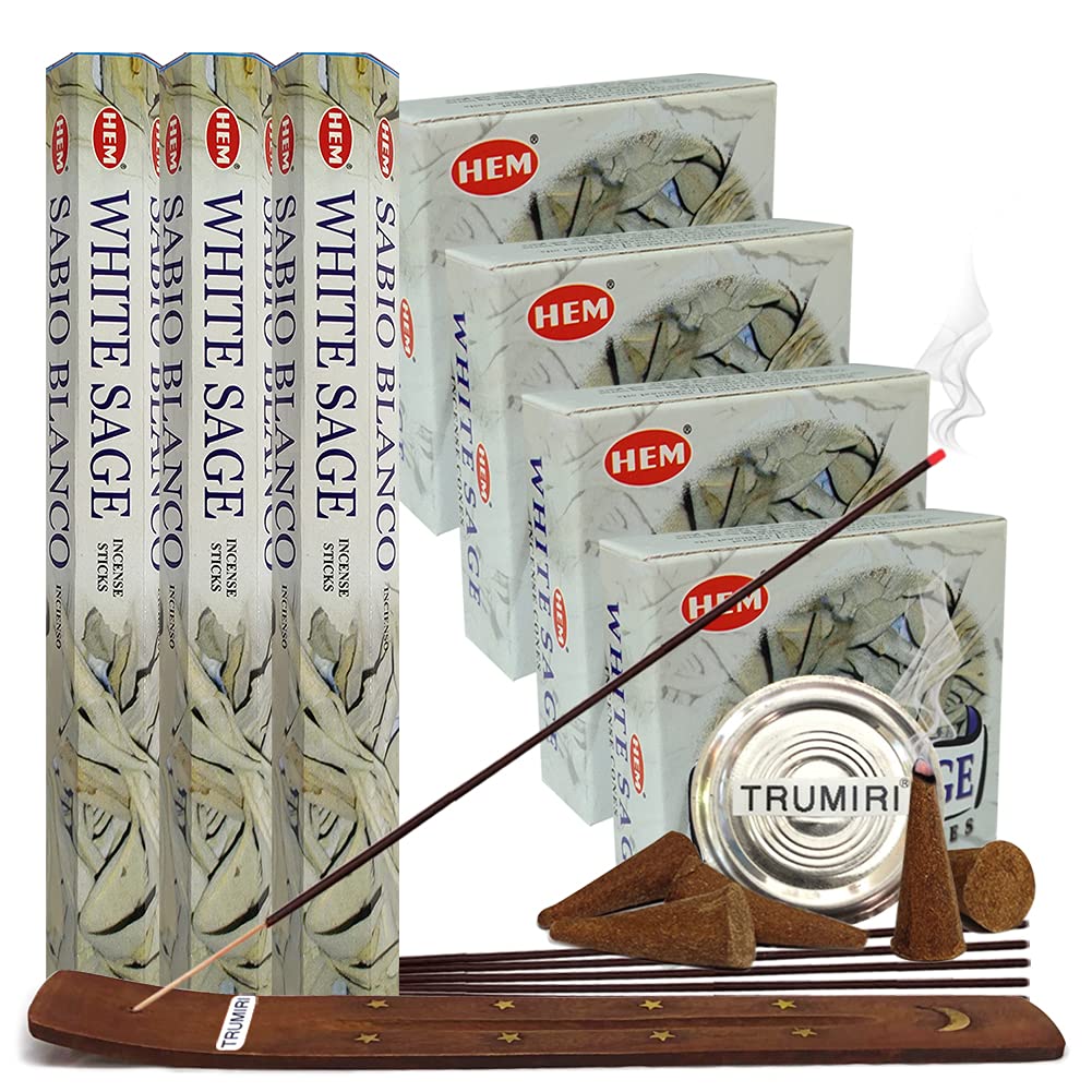 White Sage Incense Sticks & Cones Bundle