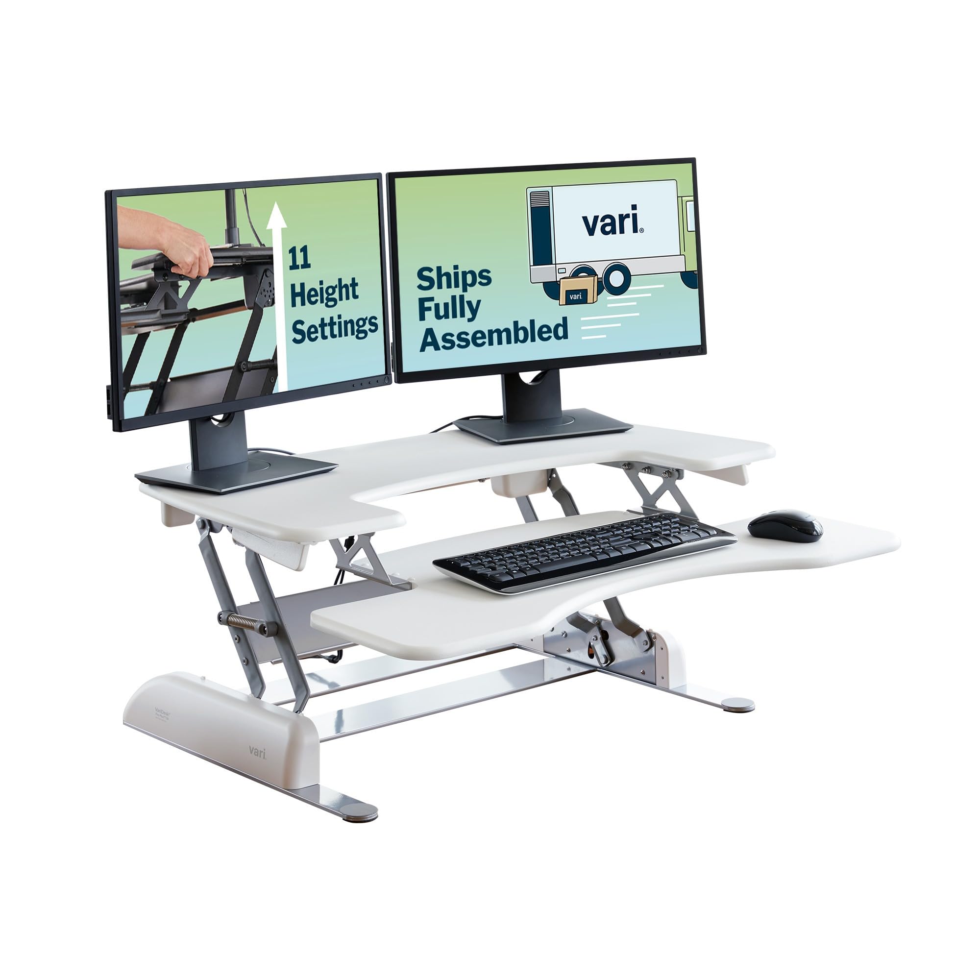 Vari Varidesk Pro Plus 36 Standing Desk Converter — 11 Height Settings, Spring Lift, Two-Tier