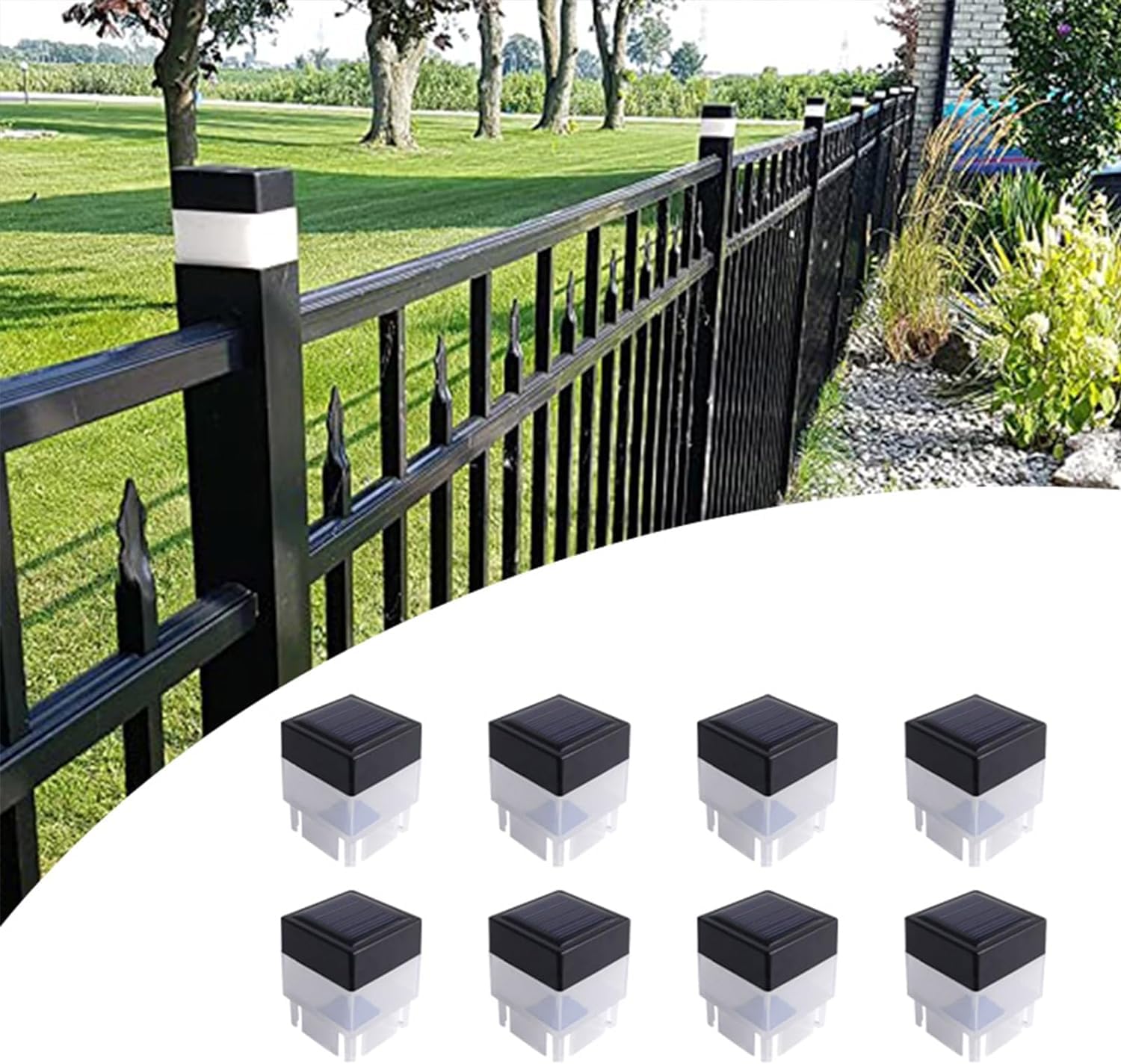 Solar 2"x2" Fence Post Cap Lights — 8 Pack