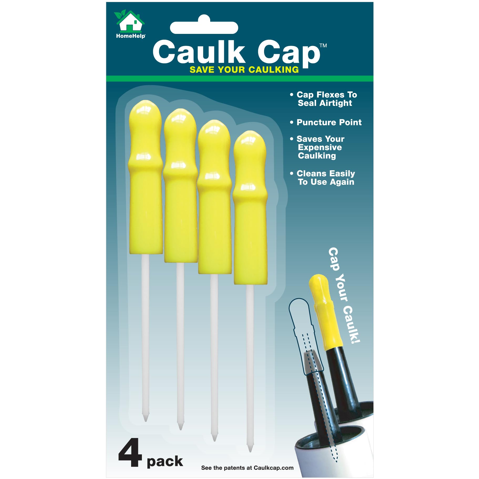 CCY Caulk Saver Series, Reusable Caulk Tube Sealers with Built-in Puncture Pin, 4 Pack CCY-4