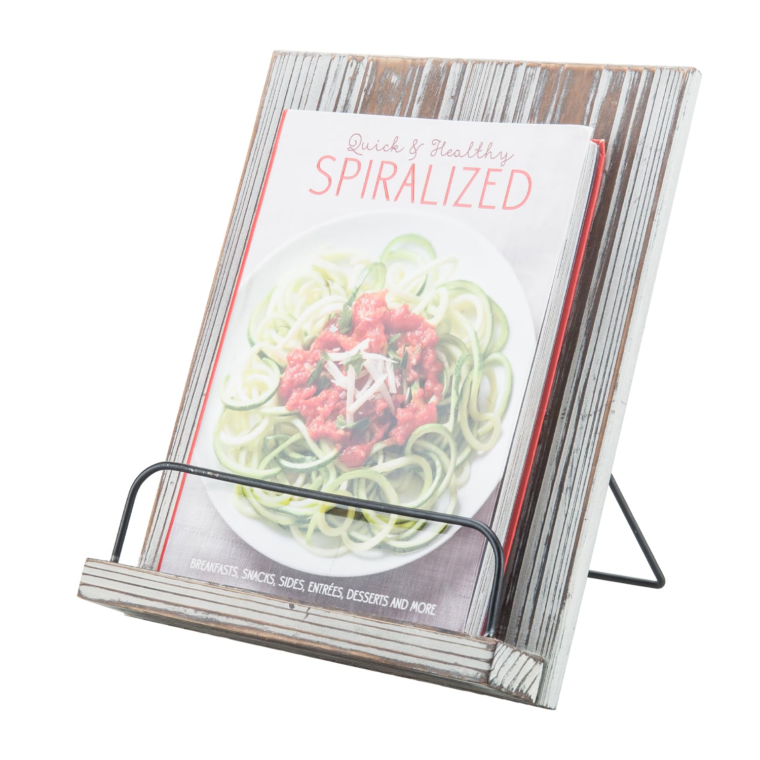 MyGift Torched Wood Stand with Metal Ledge