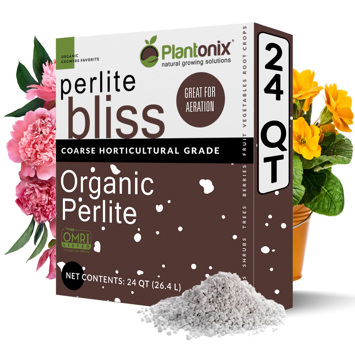Perlite Bliss (24 Qts) - Organic Perlite for Plants Indoor Soil Amendment - Bulk Perlite for Gardening & Seed Starting - Mixes Easily with Potting Soil, Vermiculite, & Organic Coco Coir for Plants
